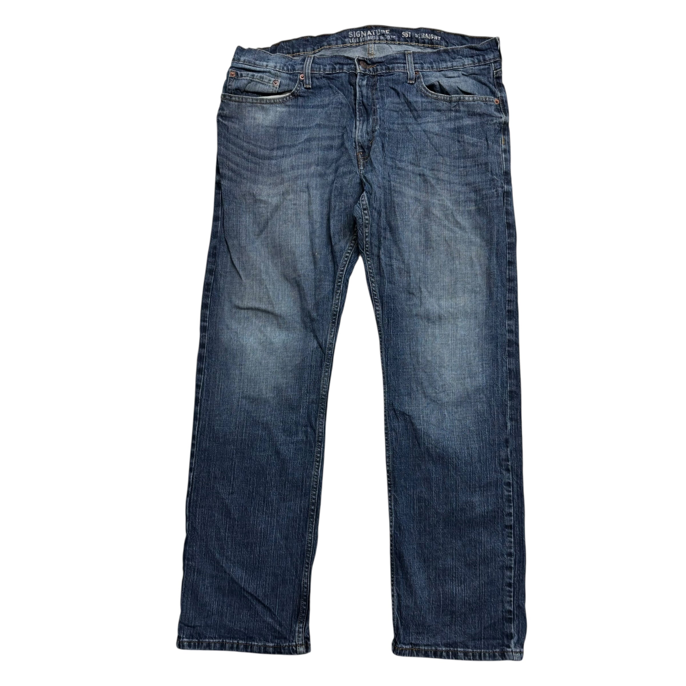 Levis Signature Jeans W38 L32 Mens Mid Blue Regular Straight Fit Stretch