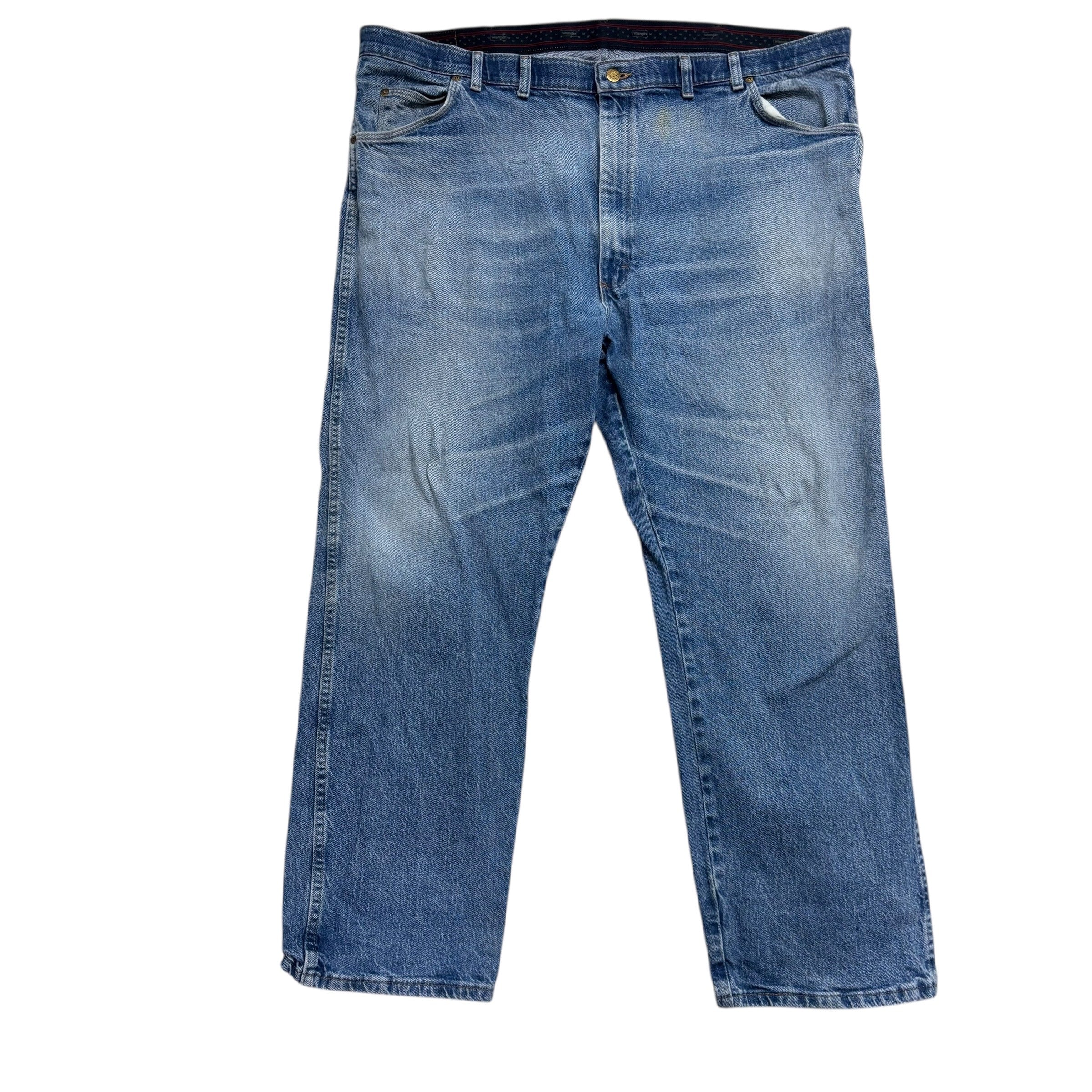 Wrangler Jeans W46 L30 Mens Mid Blue Regular Straight Fit Stretch Denim (F)