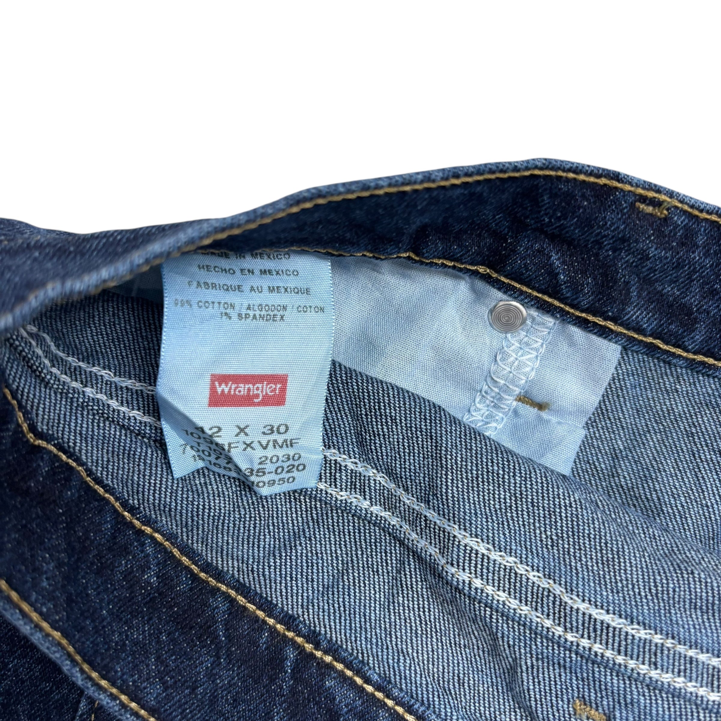 Wrangler Jeans W42 L30 Mens Dark Blue Regular Straight Fit Stretch Denim (E)