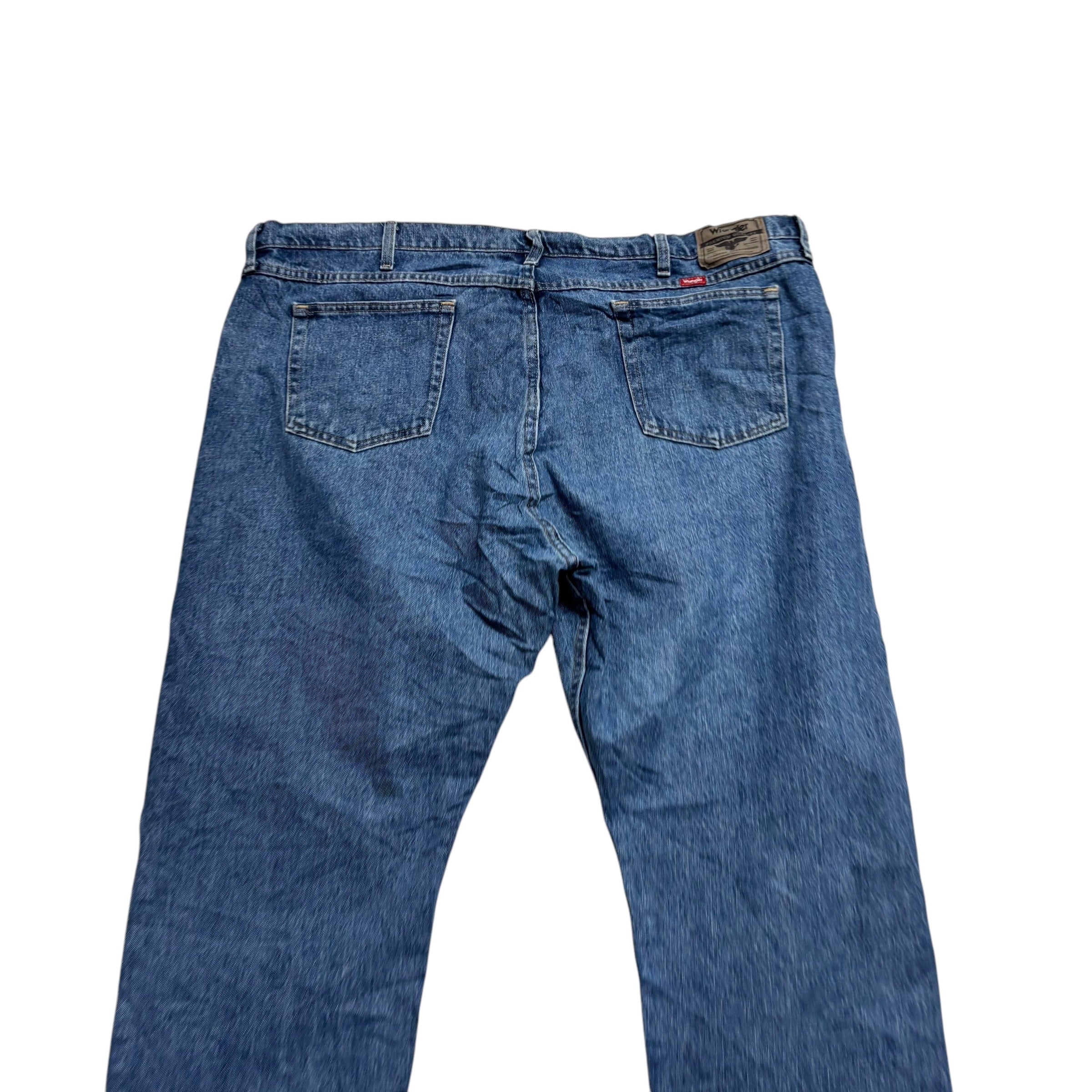 Wrangler Jeans W46 L32 Mens Mid Blue Relaxed Straight Fit Denim (E)