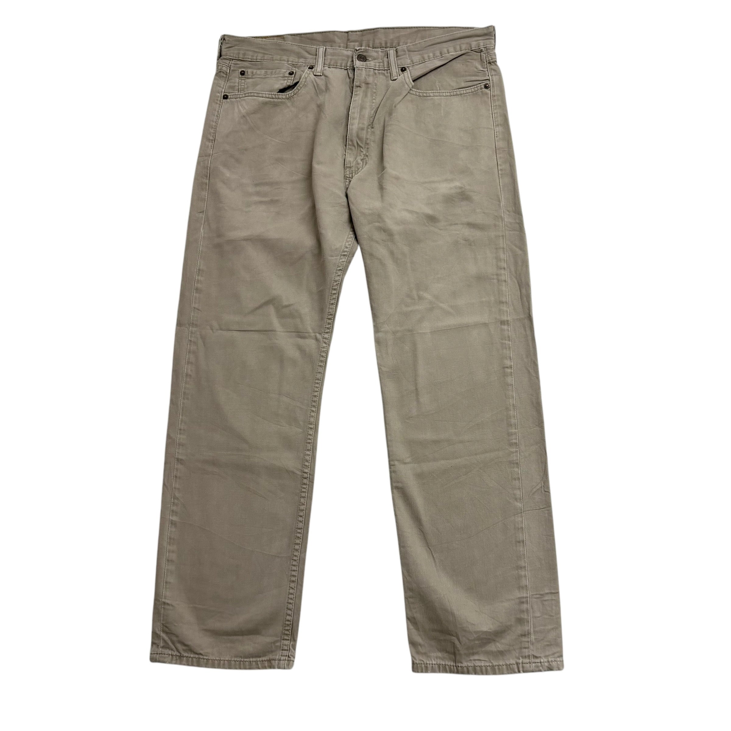 Levis 505 Trousers W36 L30 Mens Stone Regular Straight Fit Cotton Pants