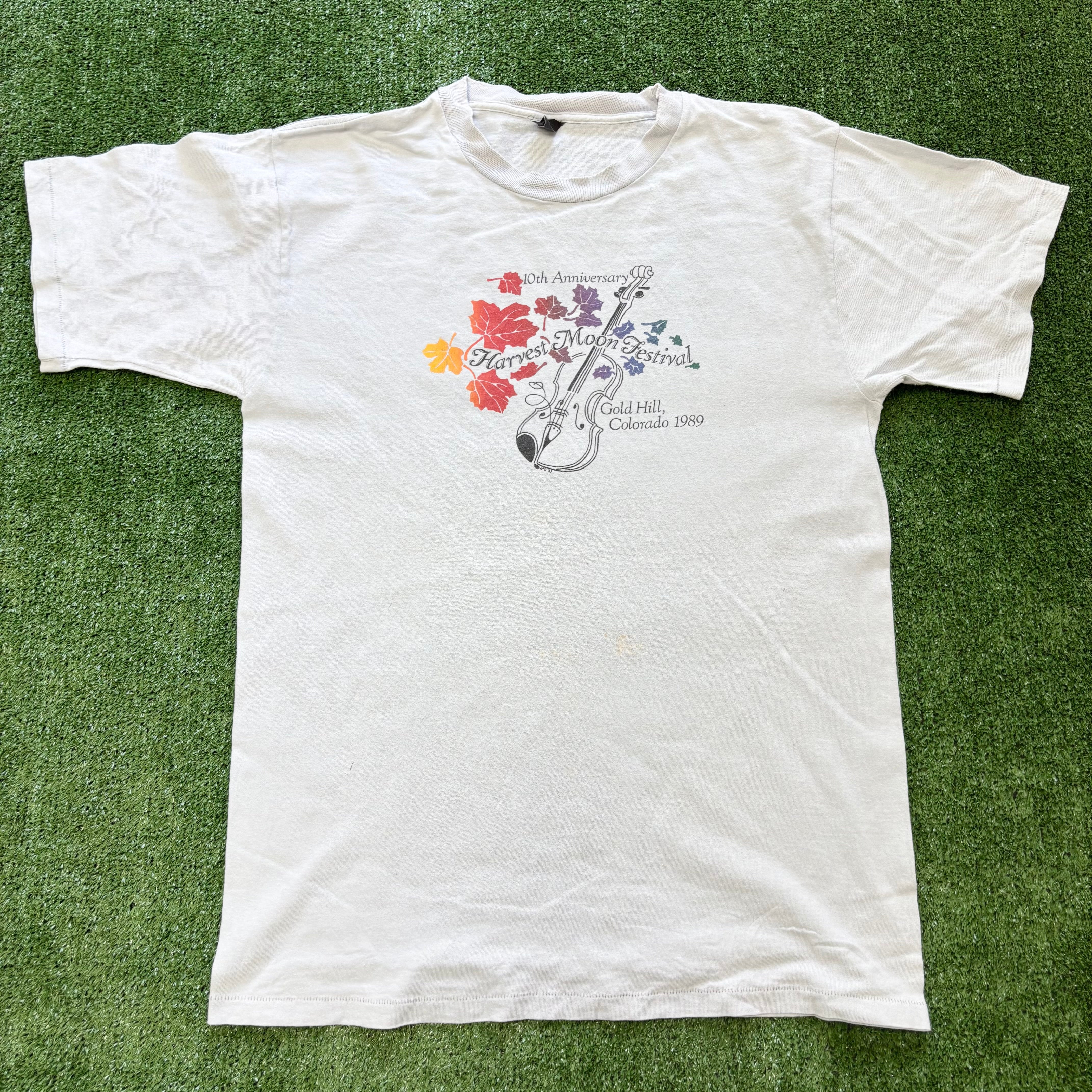 Vintage T Shirt Mens Large Grey Single Stitch Graphic Print 80s Music (F)