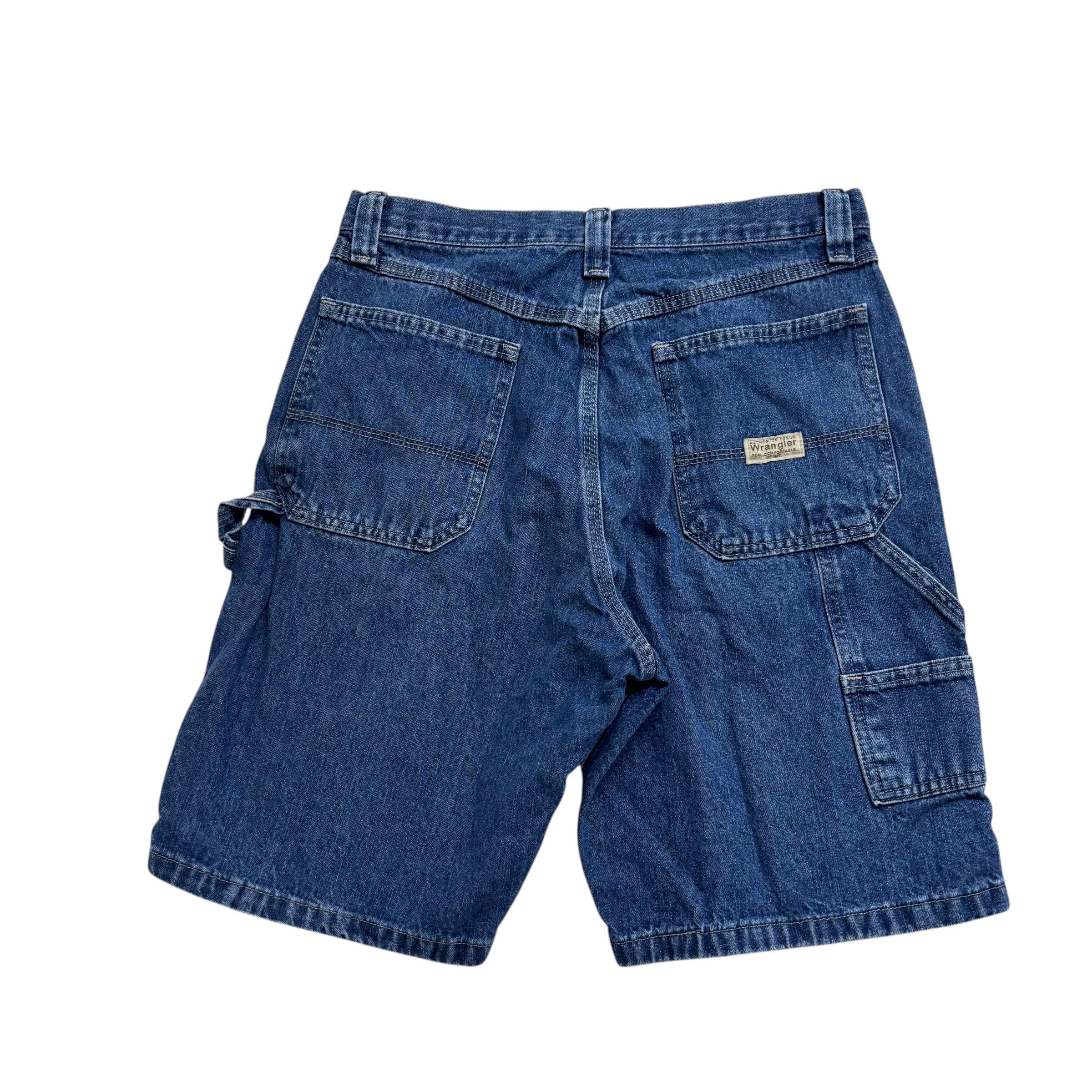 Vintage Wrangler Baggy Jorts W30 Mens Mid Blue Denim Shorts Relaxed Carpenter
