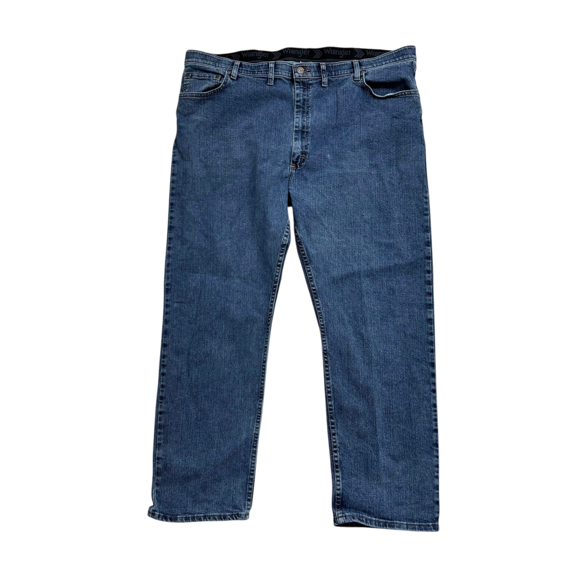 Wrangler Jeans W44 L30 Mens Mid Blue Regular Straight Fit Stretch Denim (E)