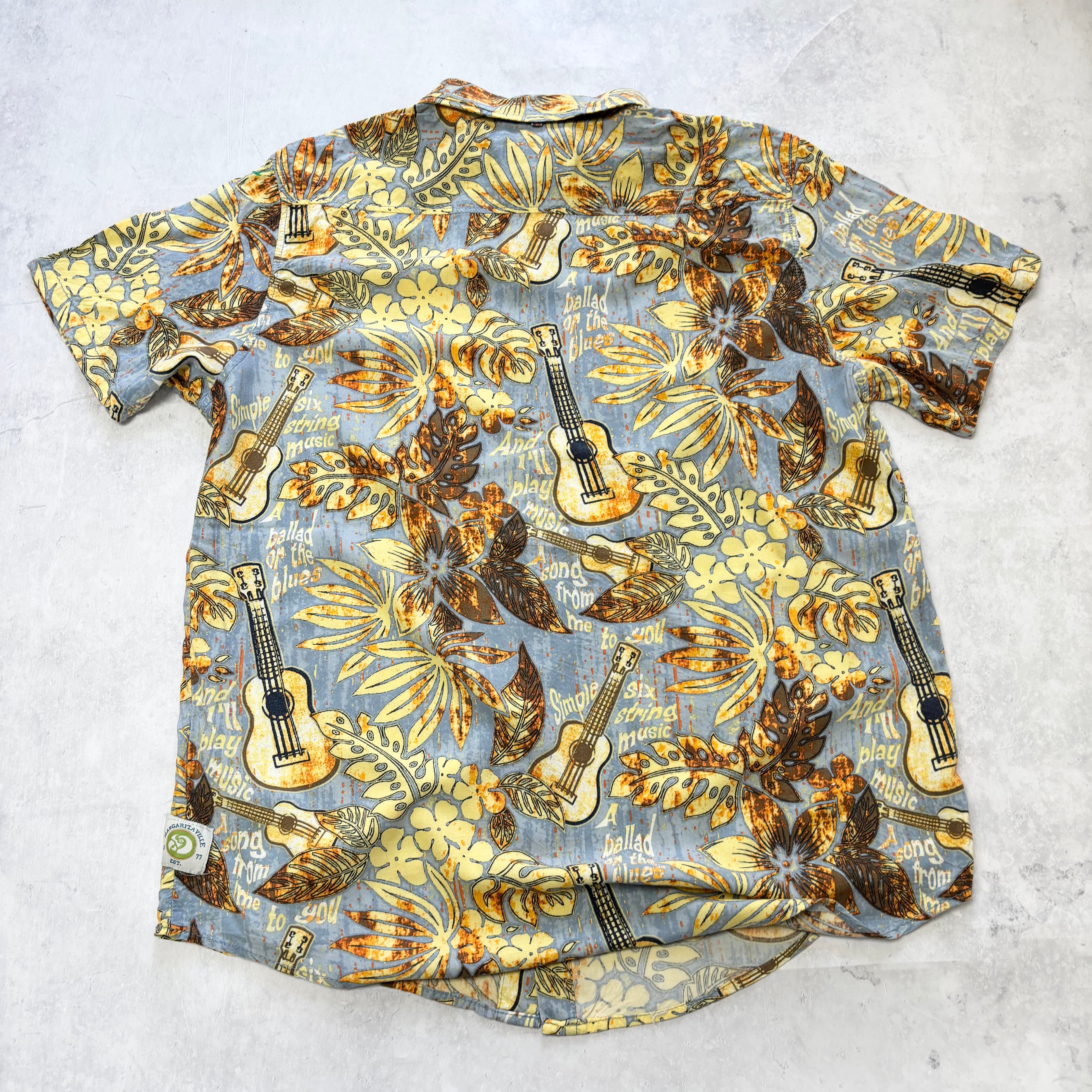 Hawaiian Shirt Mens XL Blue Floral Aloha Short Sleeve Rayon (E)