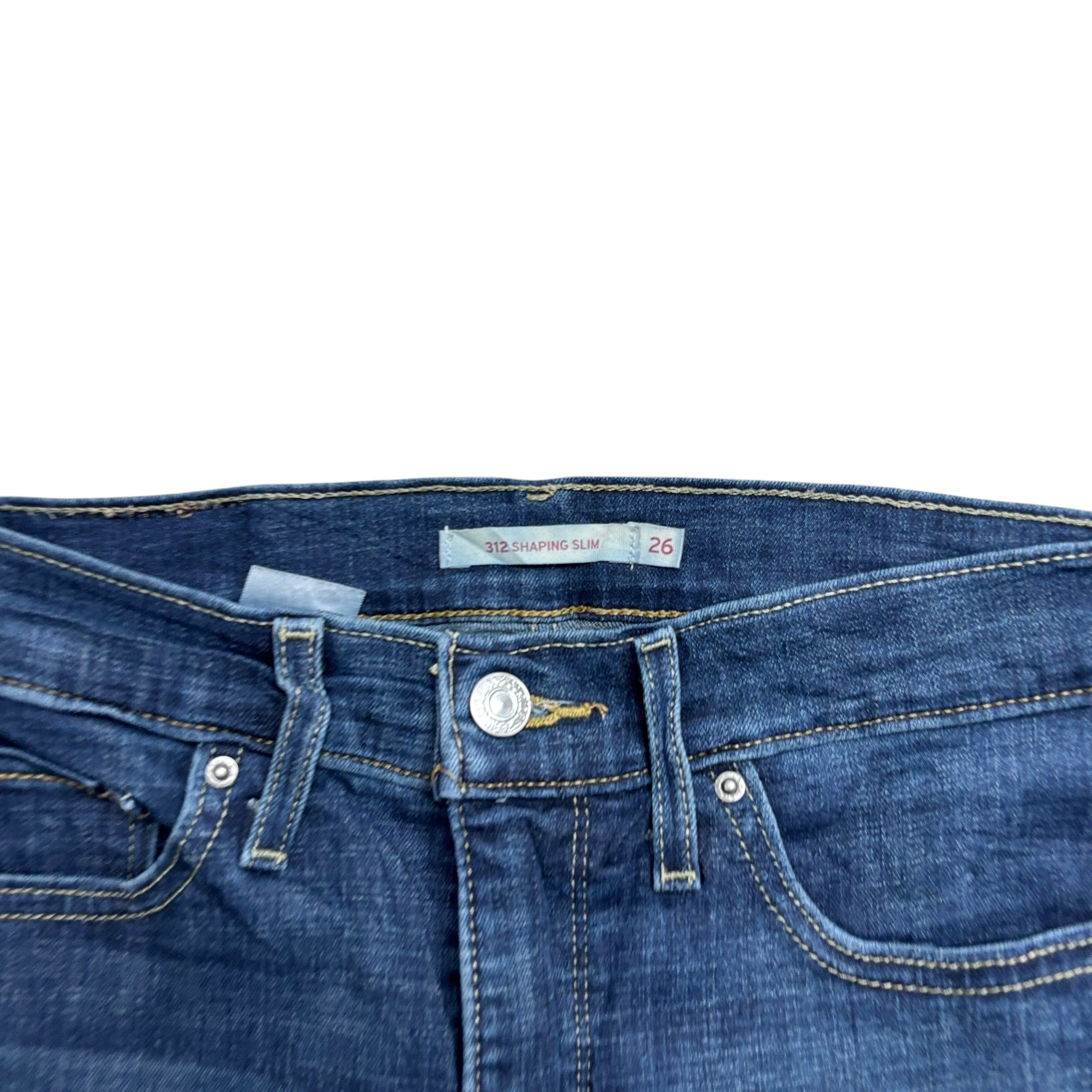 Levis 312 Jeans W26 L30 Womens Shaping Slim Dark Blue Stretch Denim (E)