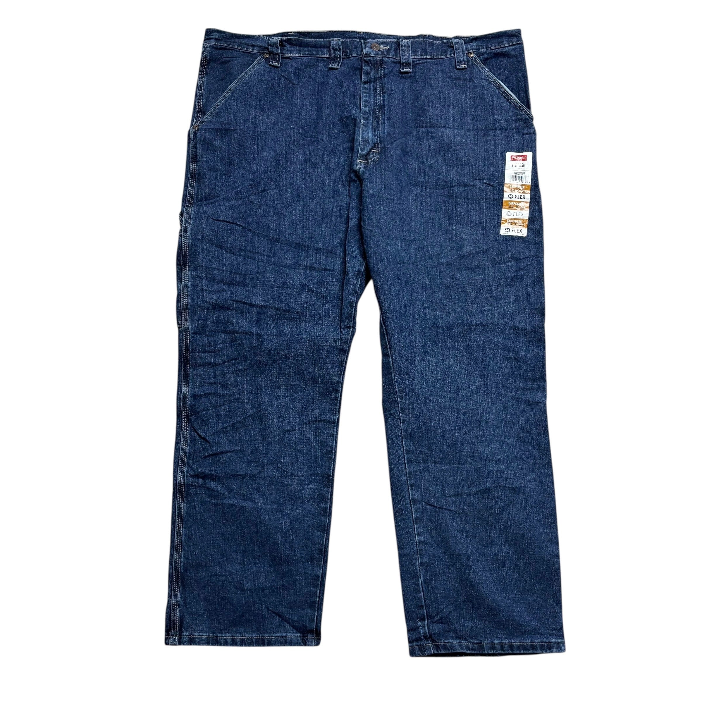 Wrangler Carpenter Jeans W44 L30 Mens Dark Blue Relaxed Straight Fit Stretch (F)