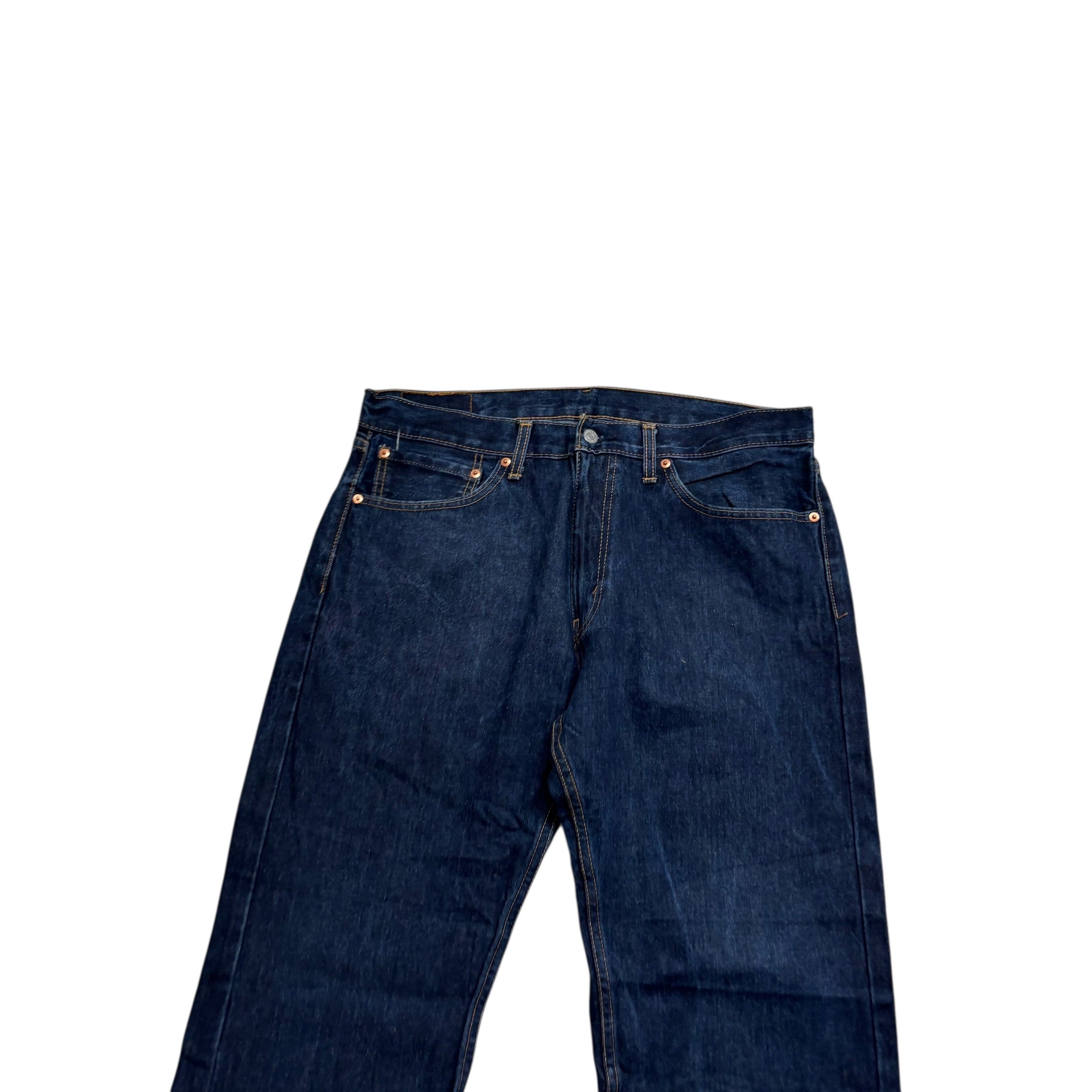 Levis 505 Jeans W36 L30 Mens Dark Blue Regular Straight Fit Denim (E)