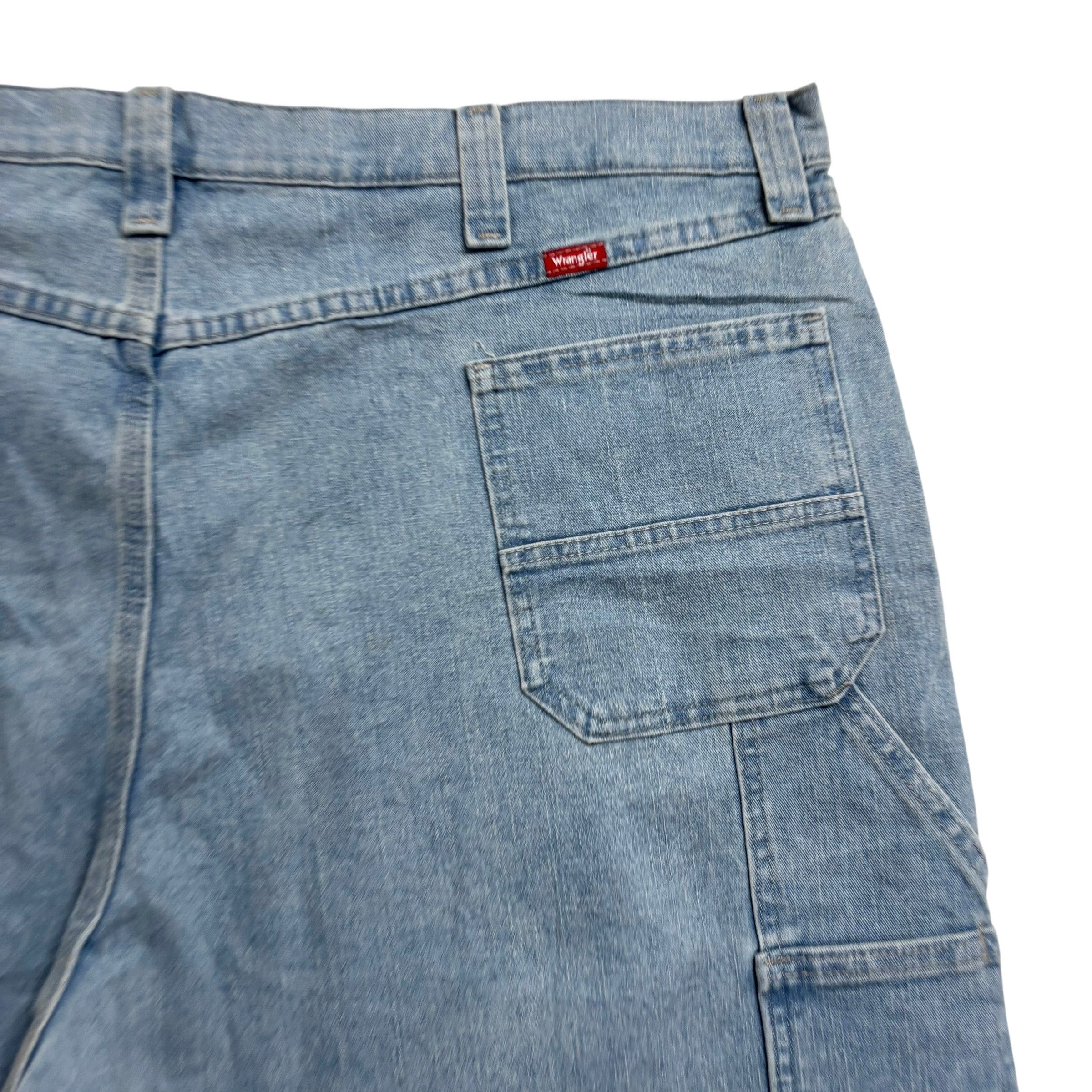 Wrangler Jorts W46 Mens Light Blue Denim Shorts Baggy Carpenter Stretch (E)