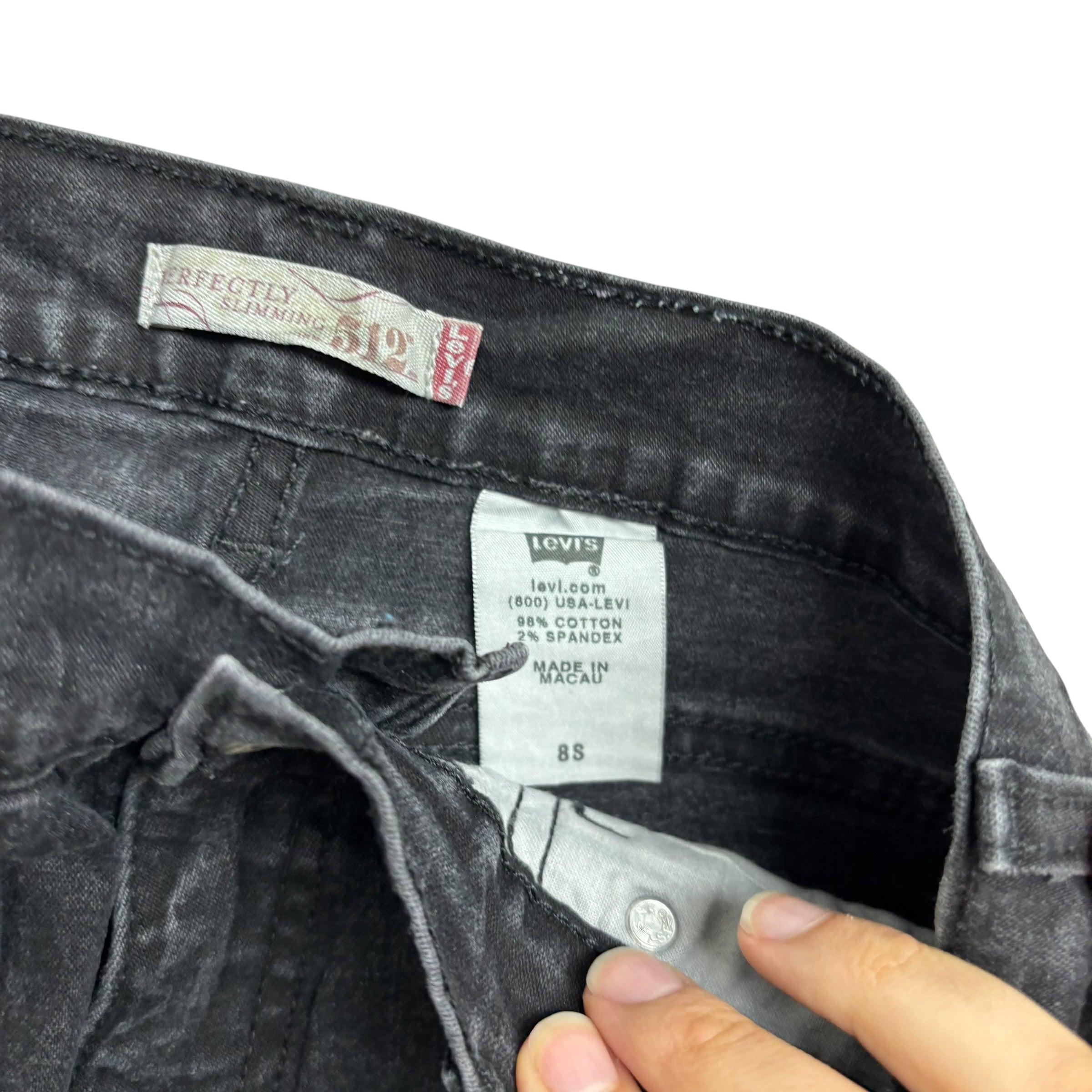 Levis 512 Jeans W27 L30 Womens Slim Bootcut Fit Black Stretch Denim (E)