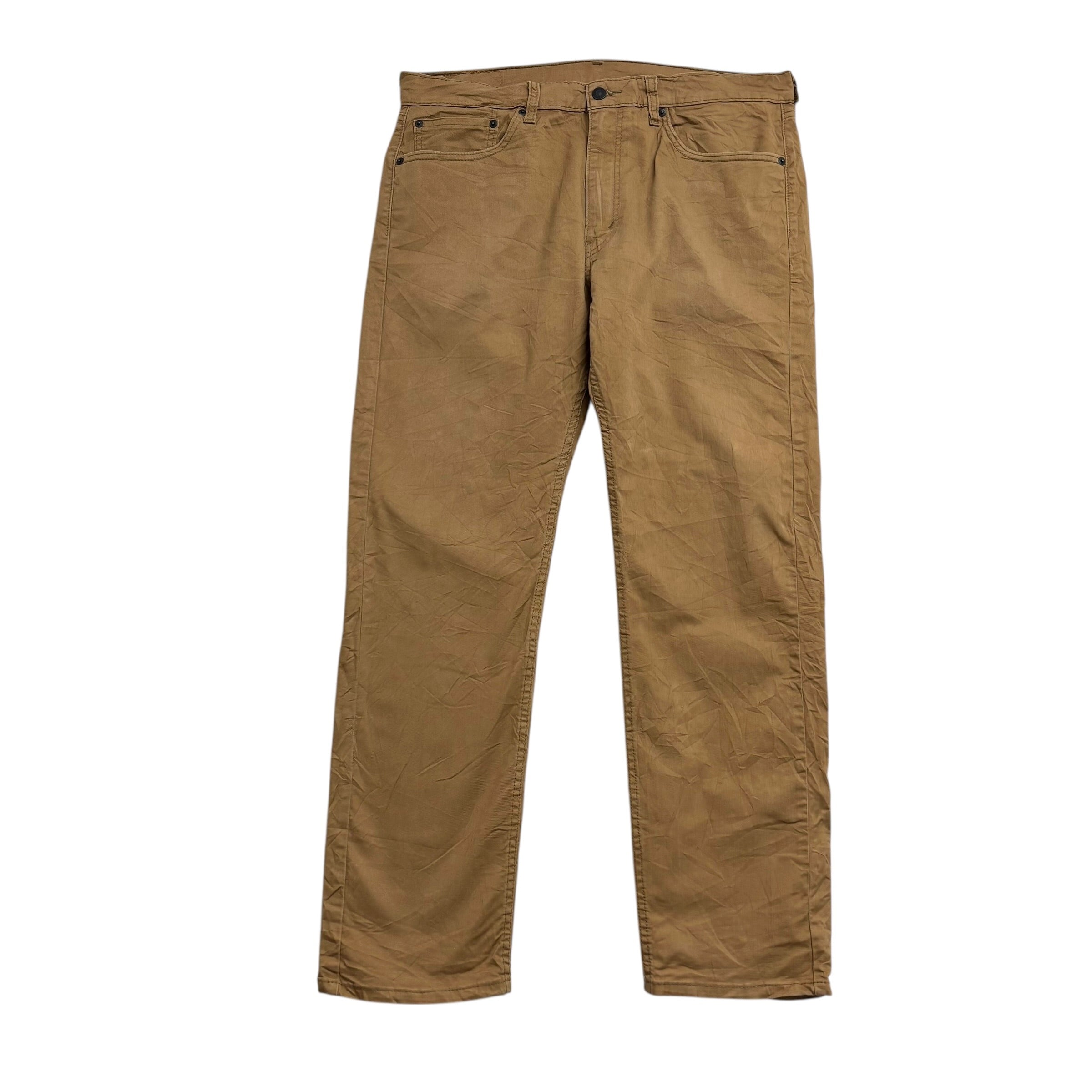 Levis 505 Jeans W36 L32 Mens Tan Regular Straight Fit Stretch Denim (E)