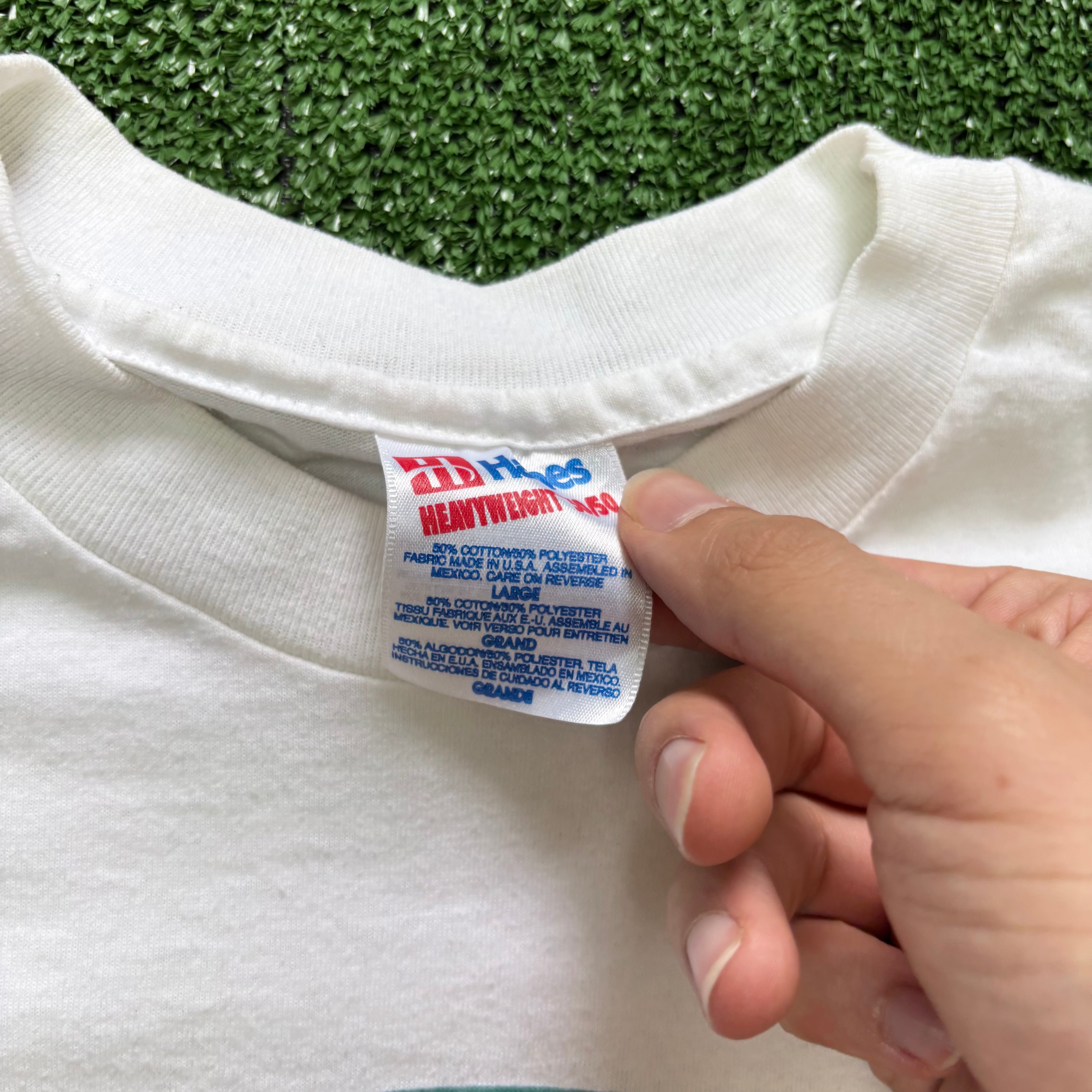 Vintage T Shirt Mens Large White Single Stitch Graphic Print 90s