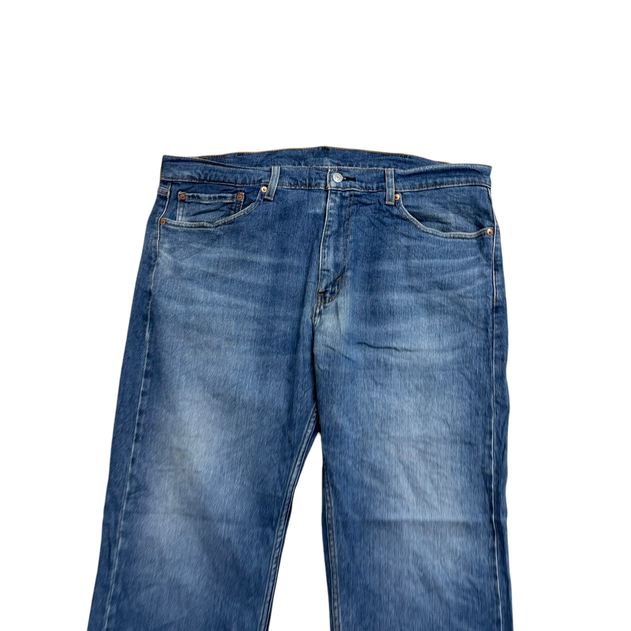 Levis 505 Jeans W38 L30 Mens Mid Blue Regular Straight Fit Stretch Denim (E)