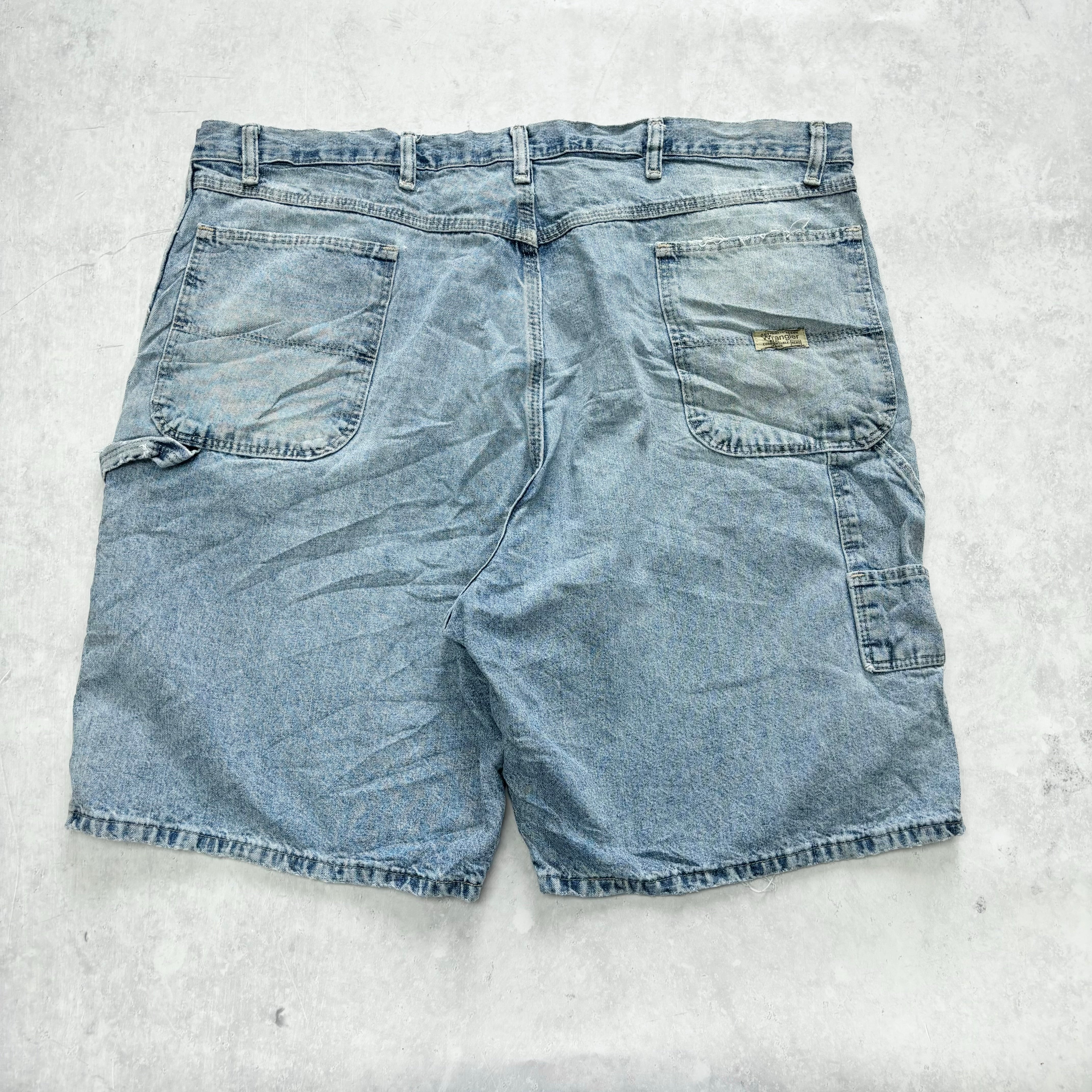 Vintage Wrangler Jorts W42 Mens Denim Shorts Light Blue Baggy Relaxed Carpenter