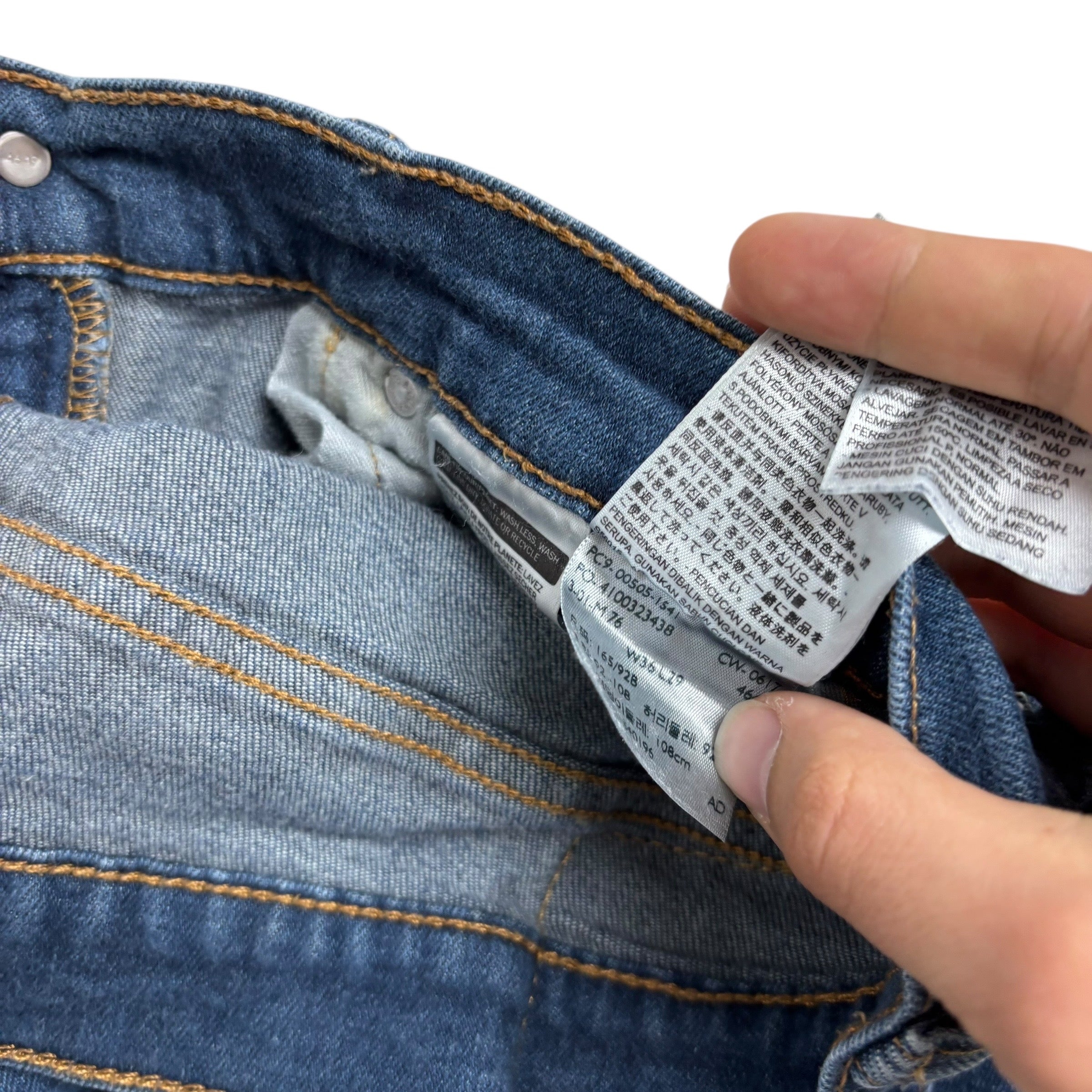 Levis 505 Jeans W34 L29 Mens Dark Blue Regular Straight Fit Stretch Denim (F)