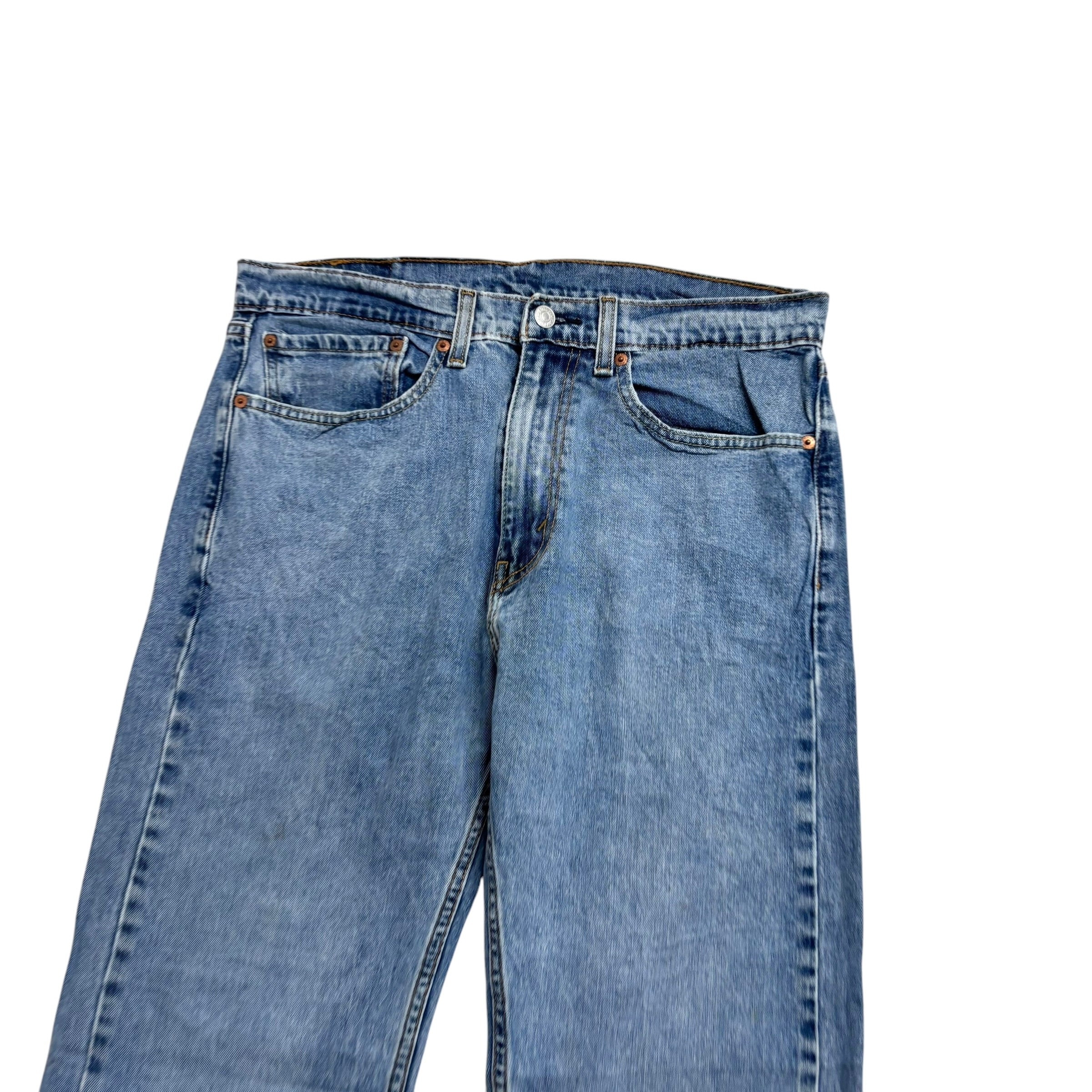 Levis 505 Jeans W34 L31 Mens Light Blue Regular Straight Fit Stretch Denim (E)