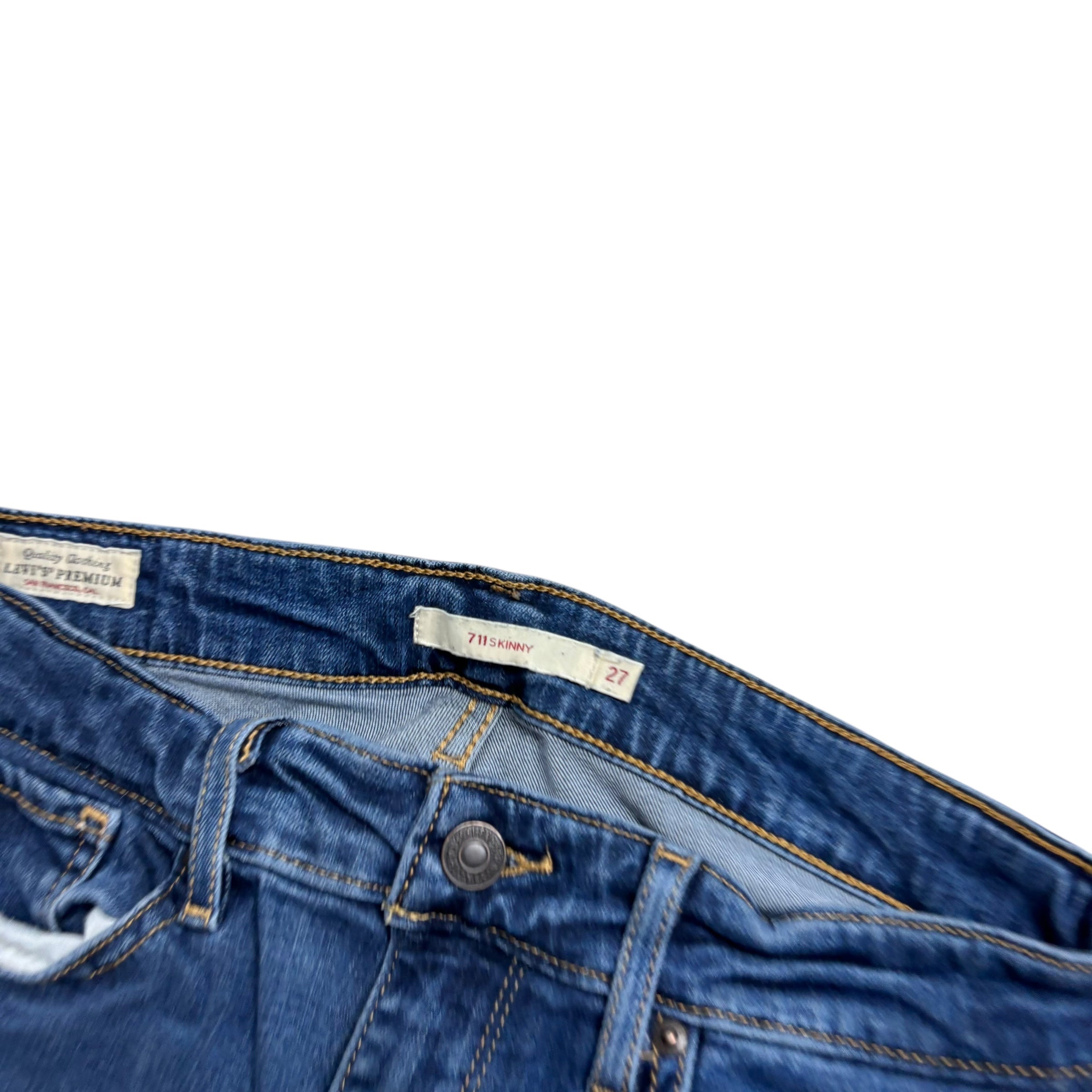 Levis 711 Jeans W27 L28 Womens Mid Blue Skinny Fit Stretch Denim (E)