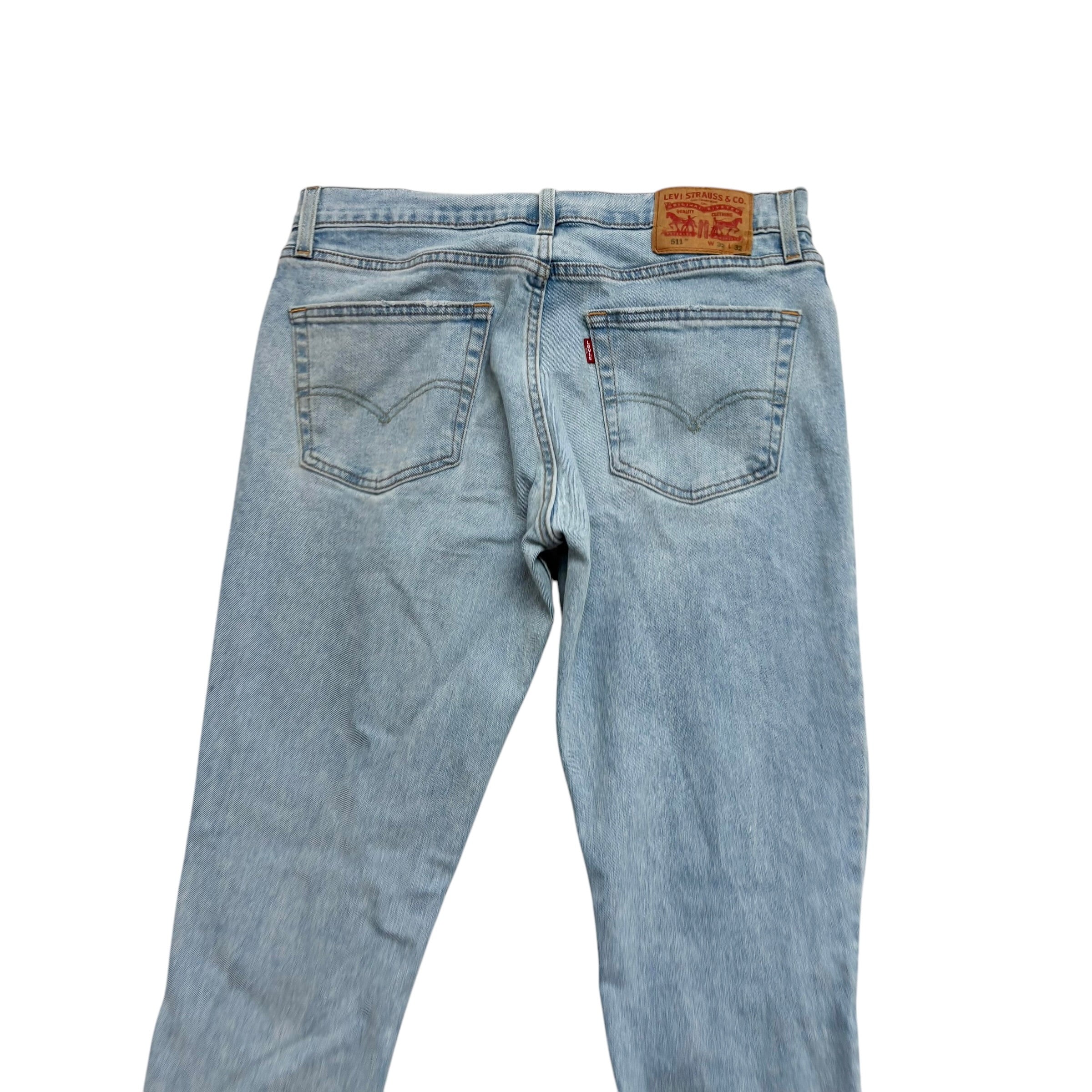 Levis 511 Jeans W32 L32 Mens Light Blue Slim Fit Distressed Stretch Denim