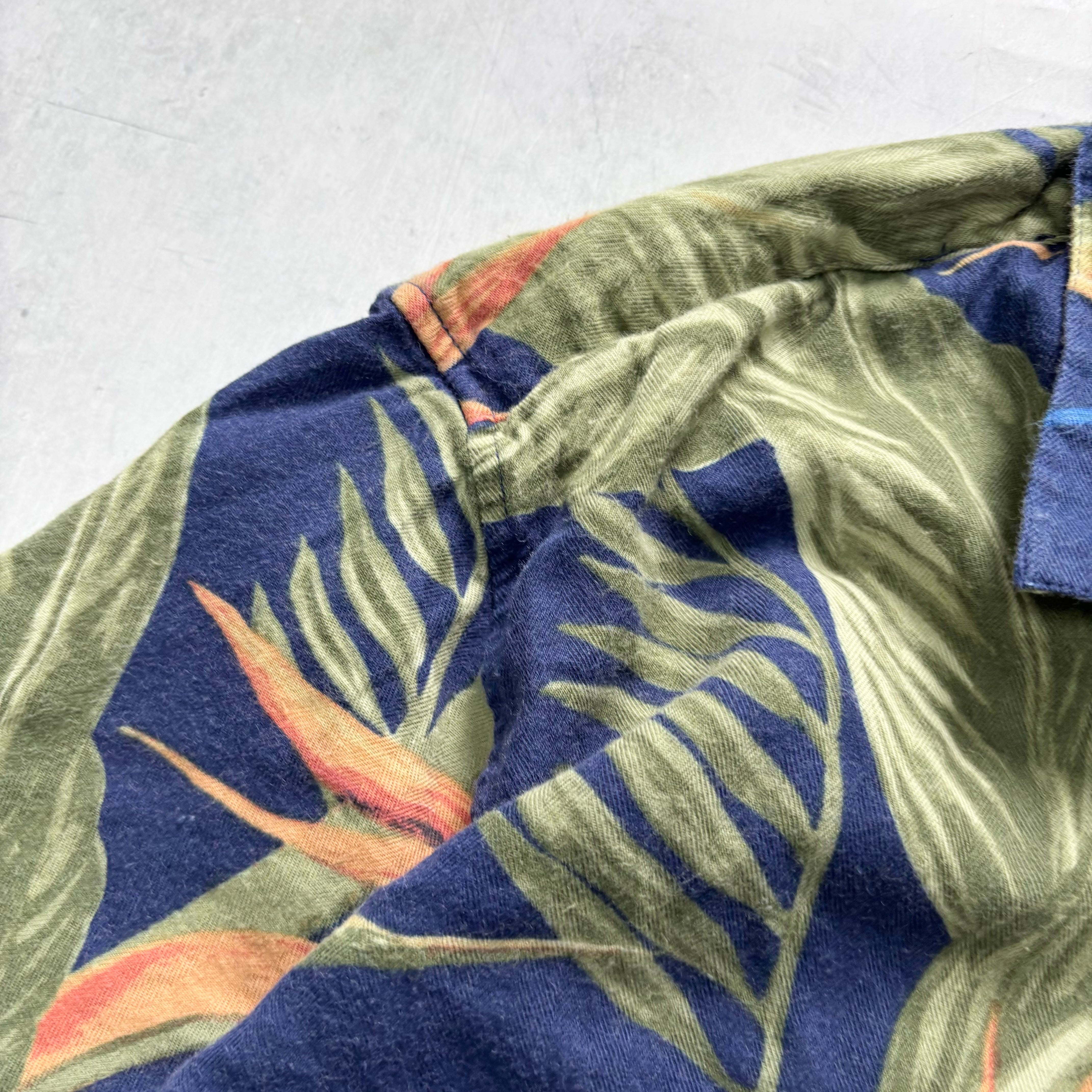 Vintage Hawaiian Shirt Mens Large Blue Floral Aloha Short Sleeve