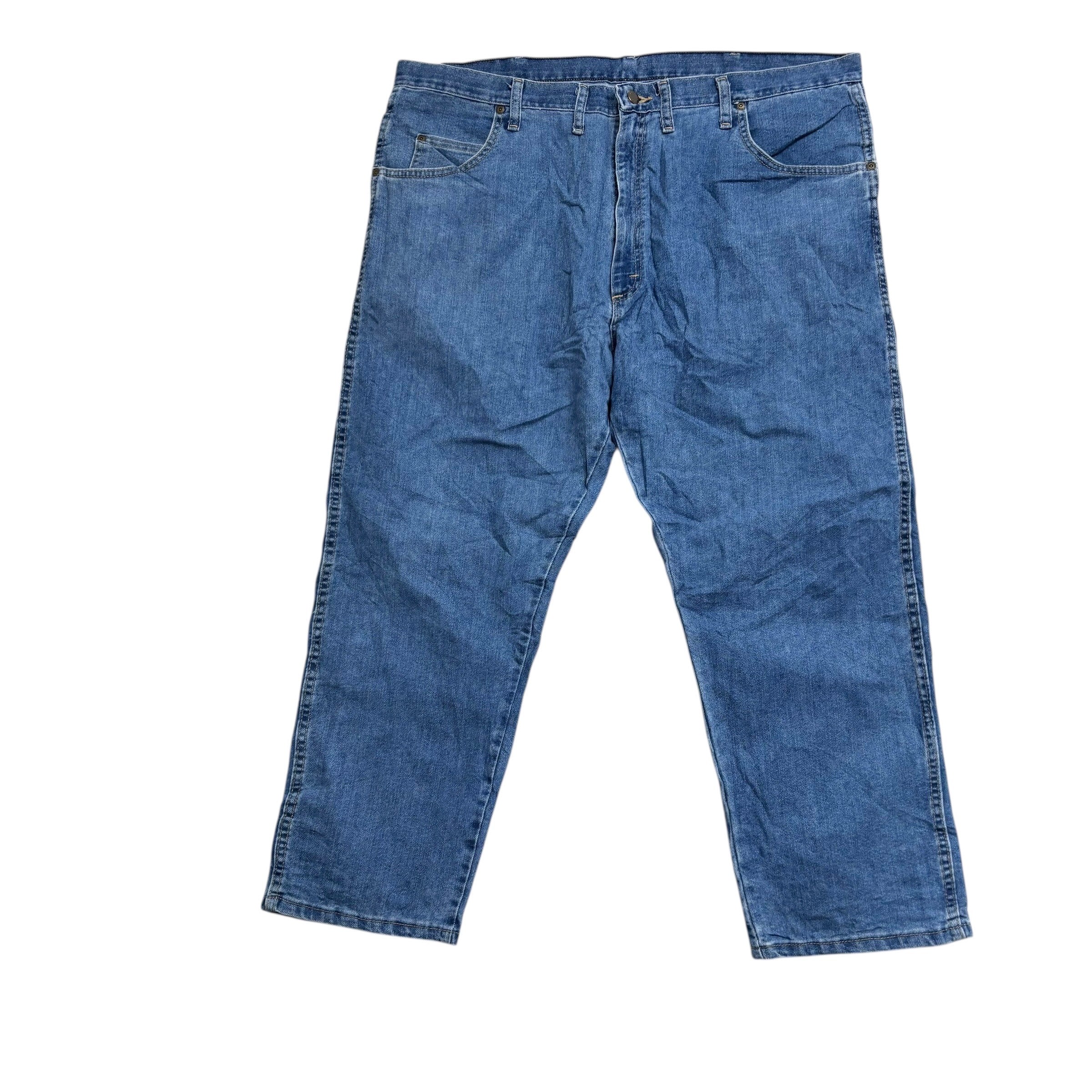 Wrangler Jeans W44 L28 Mens Mid Blue Regular Straight Fit Denim