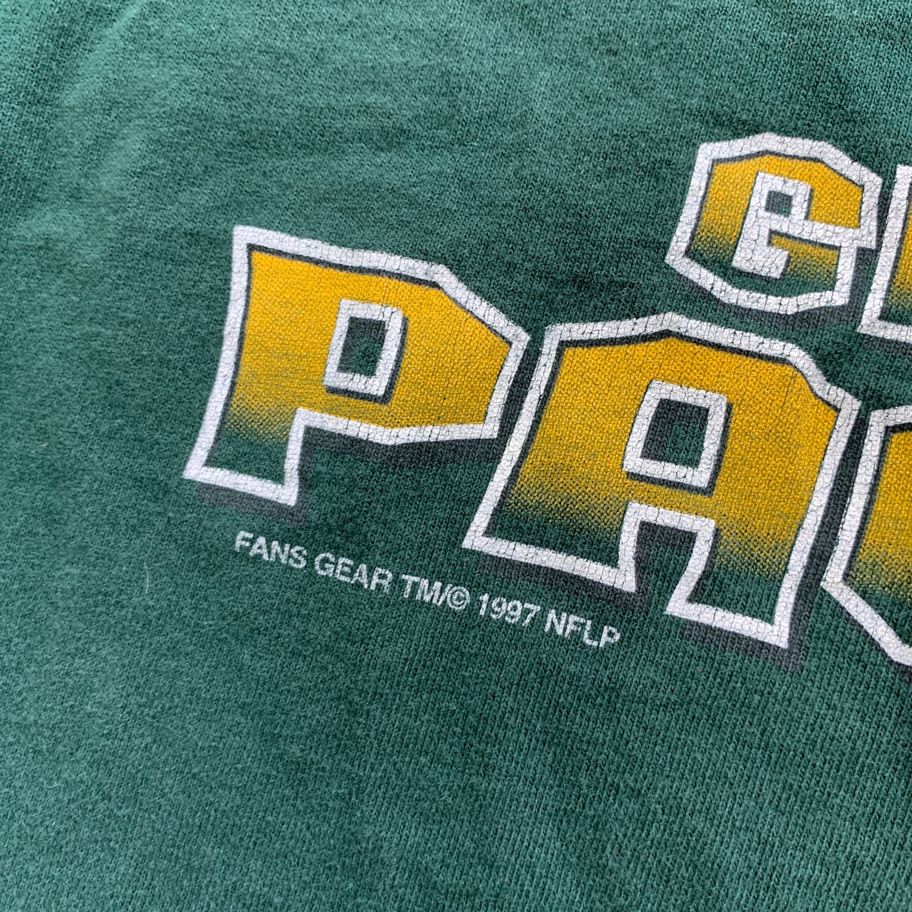 Vintage T Shirt Mens Medium Green Single Stitch Graphic Print 90s Packers NFL