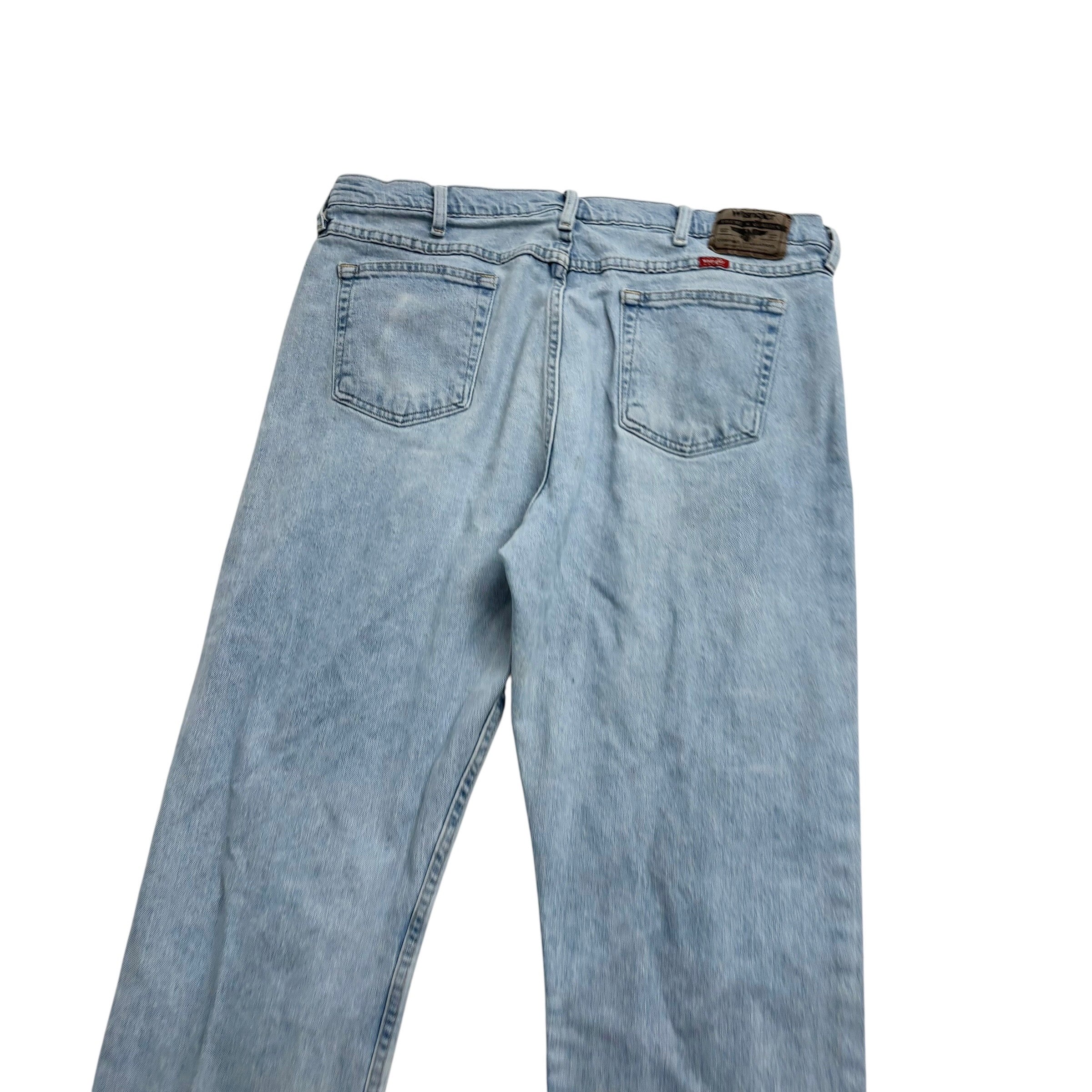 Wrangler Jeans W38 L34 Mens Light Blue Regular Straight Fit Stretch Denim (F)