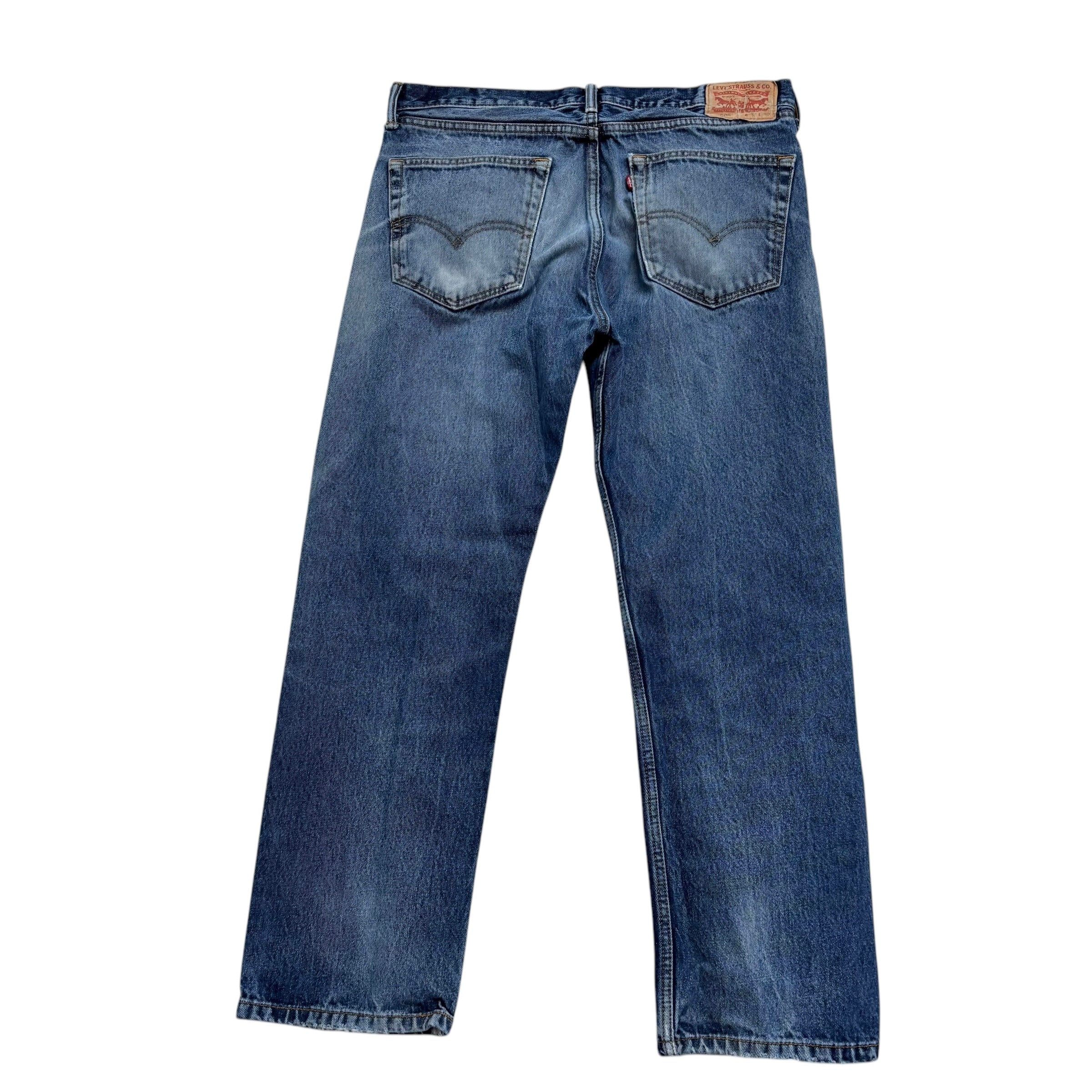 Levis 505 Jeans W36 L30 Mens Mid Blue Regular Straight Fit Denim (F)