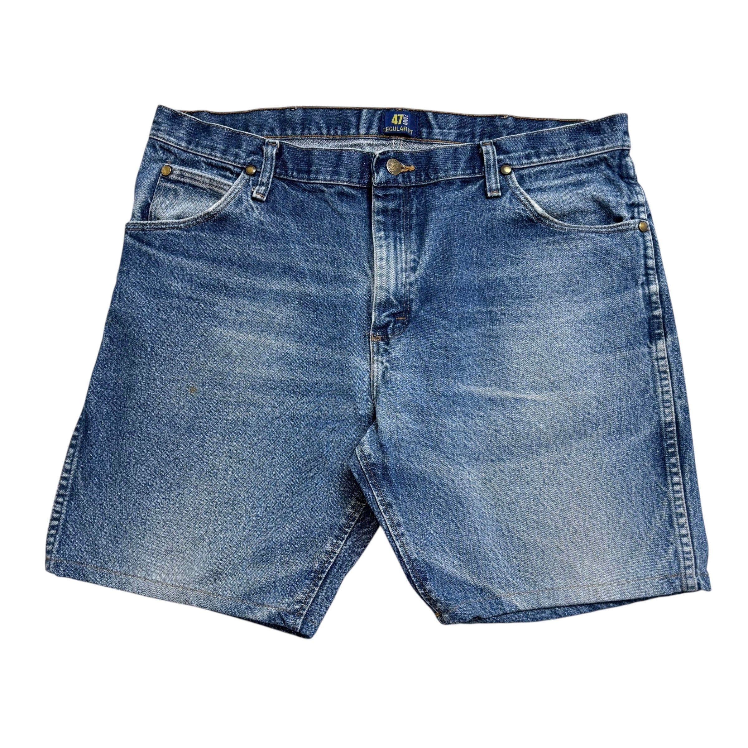 Wrangler Denim Shorts W38 Mens Jorts Mid Blue Regular Fit Cut Offs