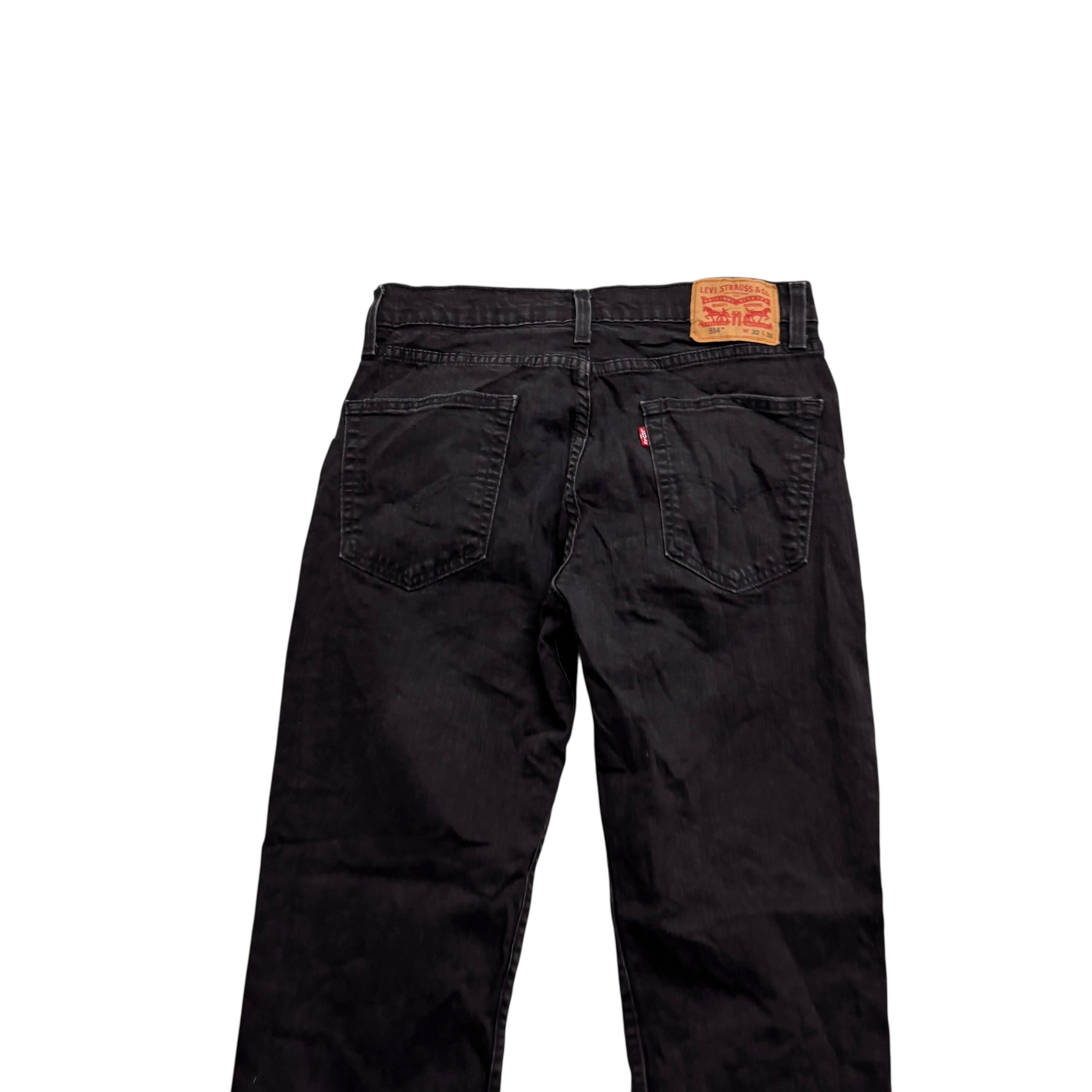 Levis 514 Jeans W32 L30 Mens Black Regular Straight Fit Stretch Denim (E)