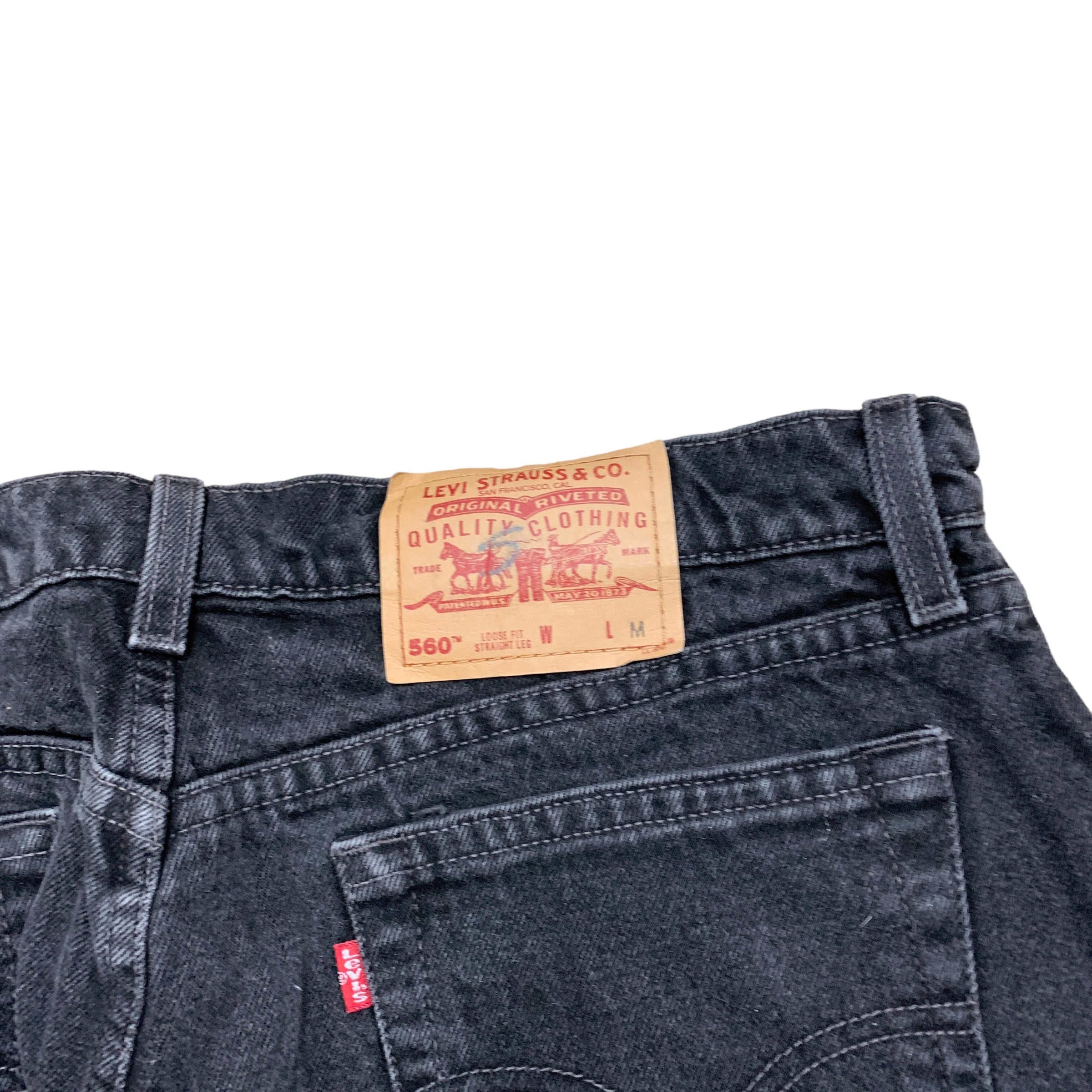 Levis 560 Jeans Womens W35 L33 UK16 Vintage Black Loose Straight Fit 90s Denim