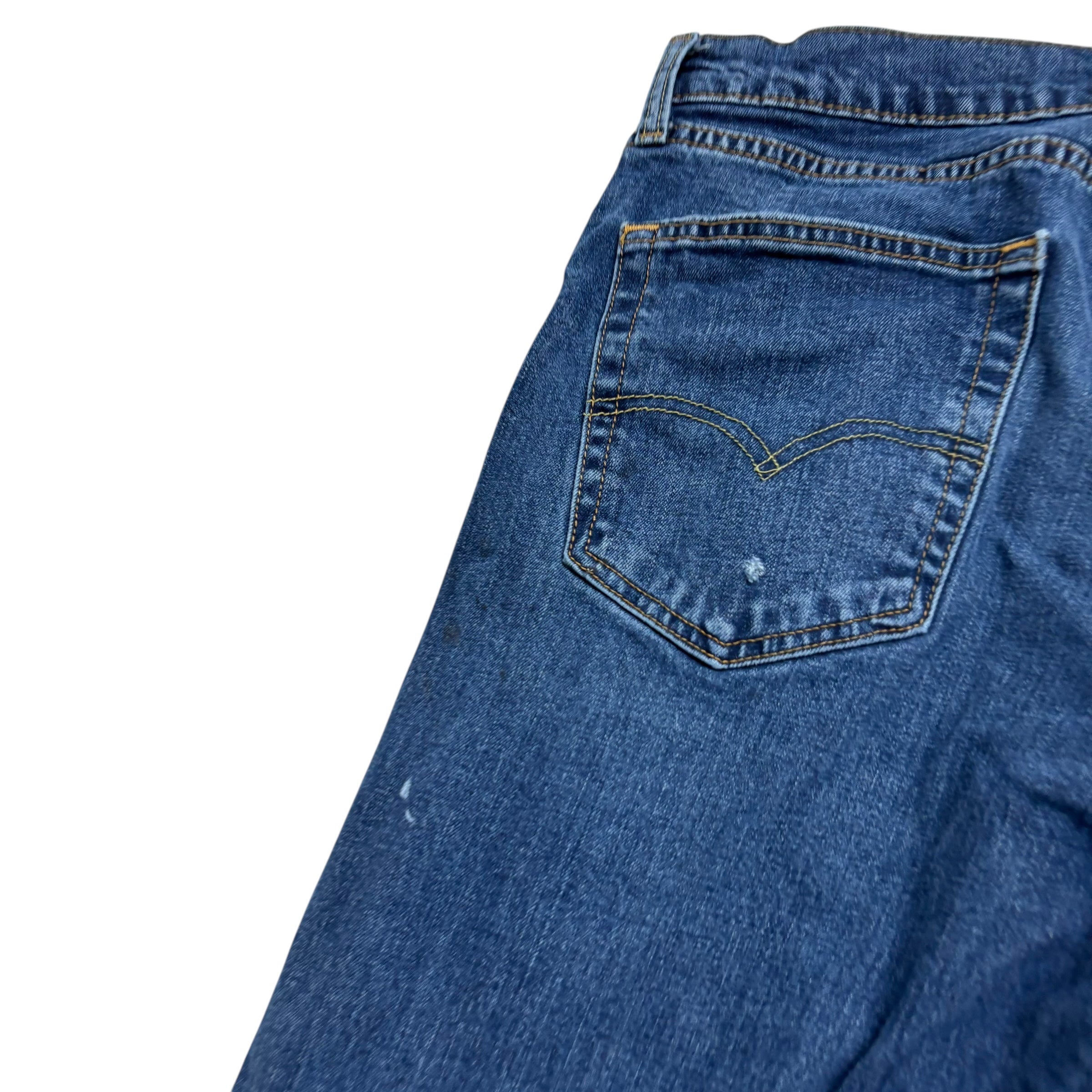 Levis 505 Jeans W34 L34 Mens Mid Blue Regular Straight Fit Stretch Denim (F)