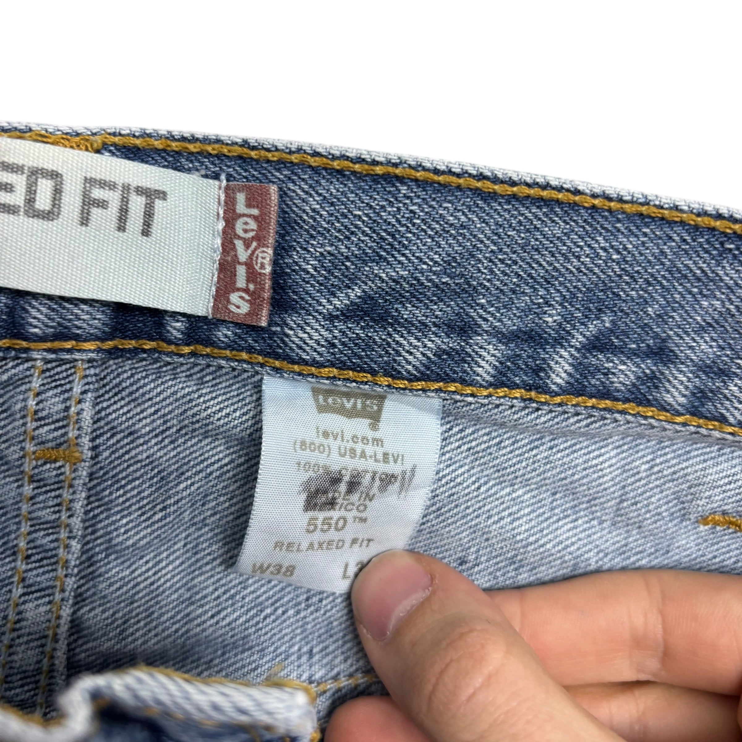 Levis 550 Jeans W38 L30 Mens Light Blue Baggy Relaxed Straight Vintage Denim (E)