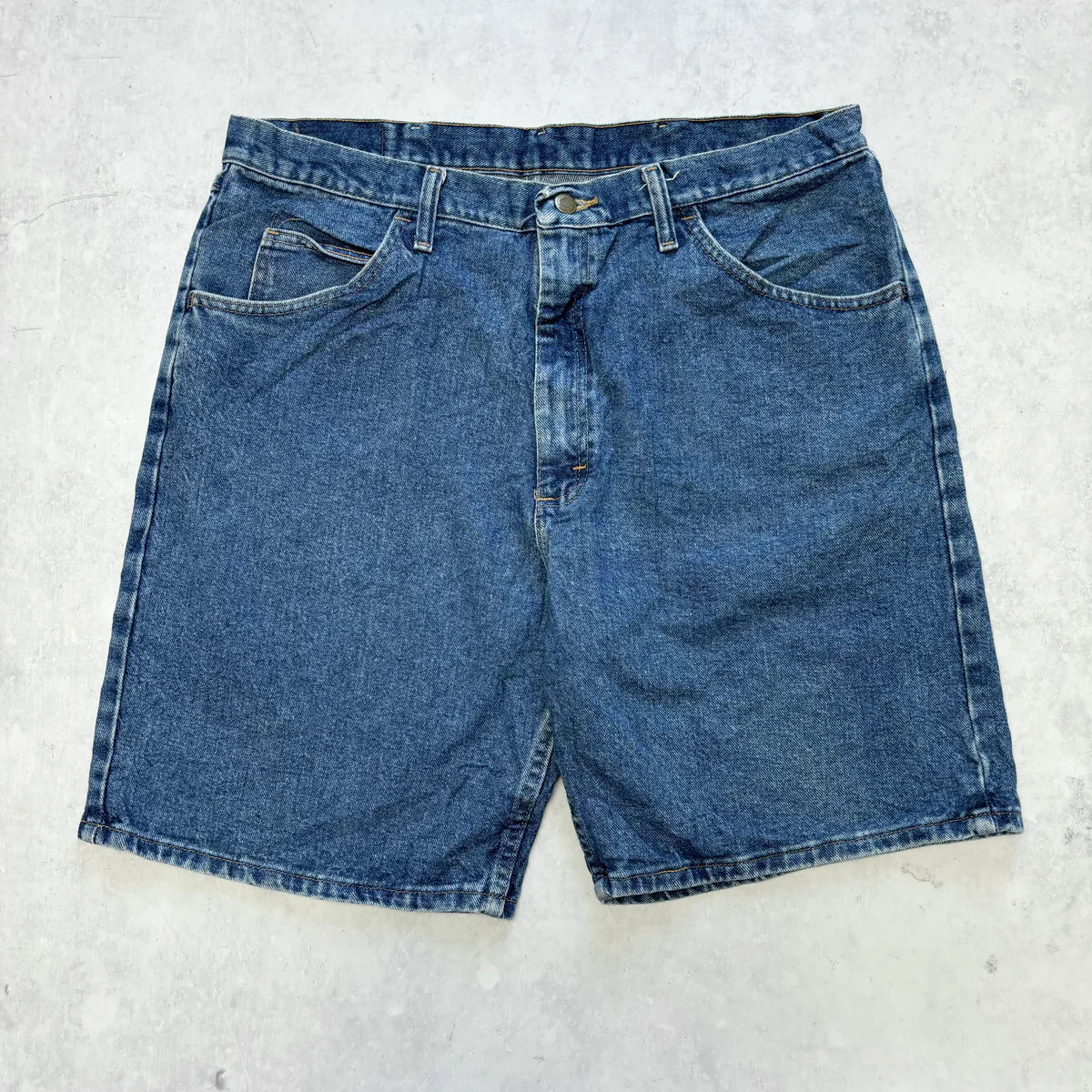 Vintage Wrangler Jorts W36 Mens Denim Shorts Mid Blue Baggy Relaxed Fit