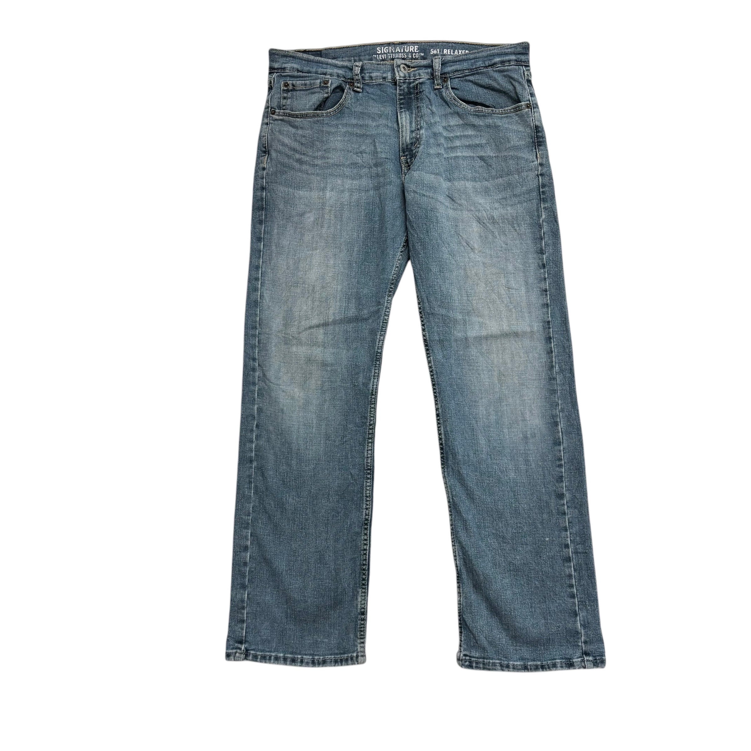 Levis Signature Jeans W34 L34 Mens Mid Blue Athletic Tapered Fit Stretch (E)