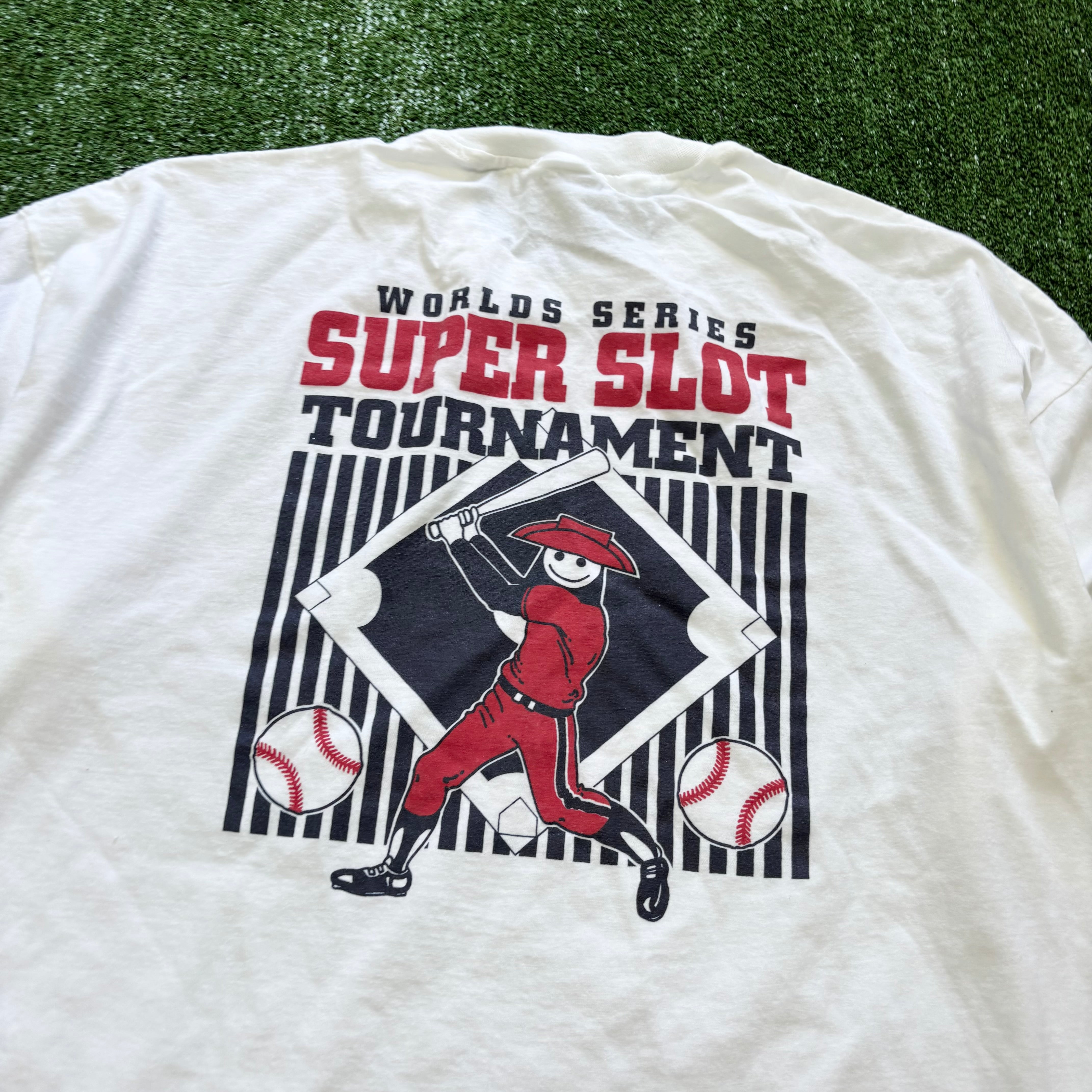 Vintage T Shirt Mens XXL White Single Stitch Graphic Print 90s USA Baseball (E)