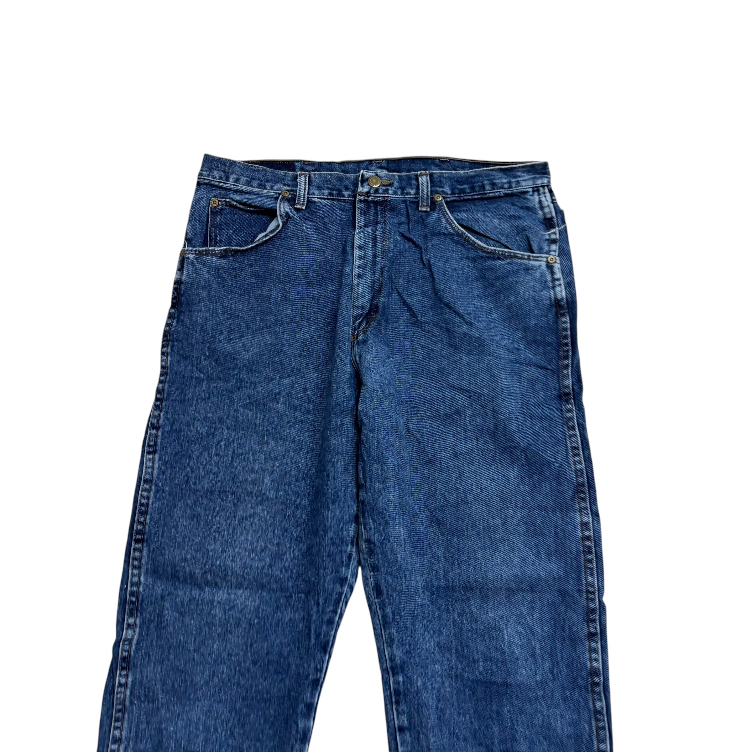 Wrangler Jeans W36 L30 Mens Mid Blue Relaxed Taper Fit Made In USA Vintage (E)