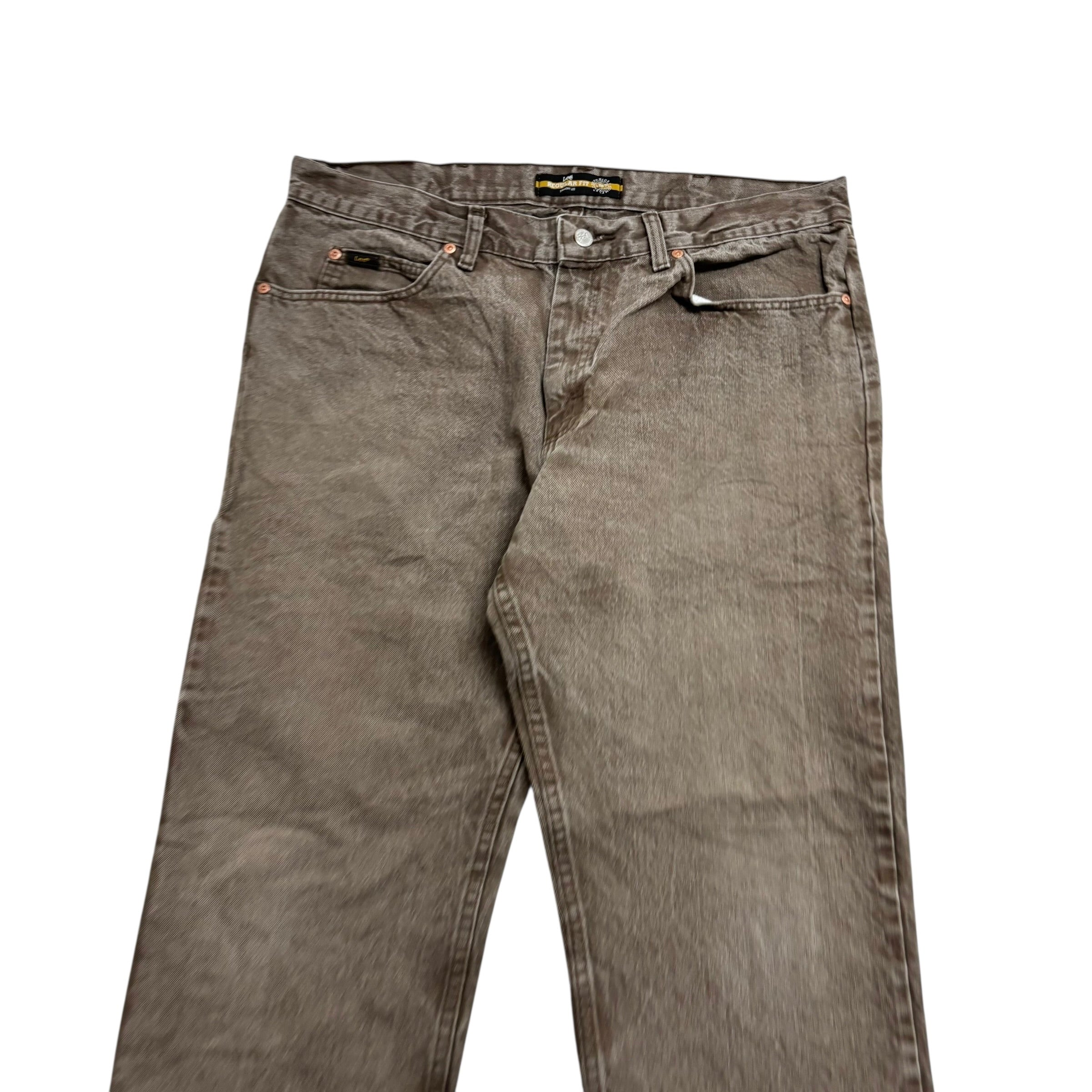 Lee Jeans W38 L32 Mens Regular Straight Fit Brown Denim (E)