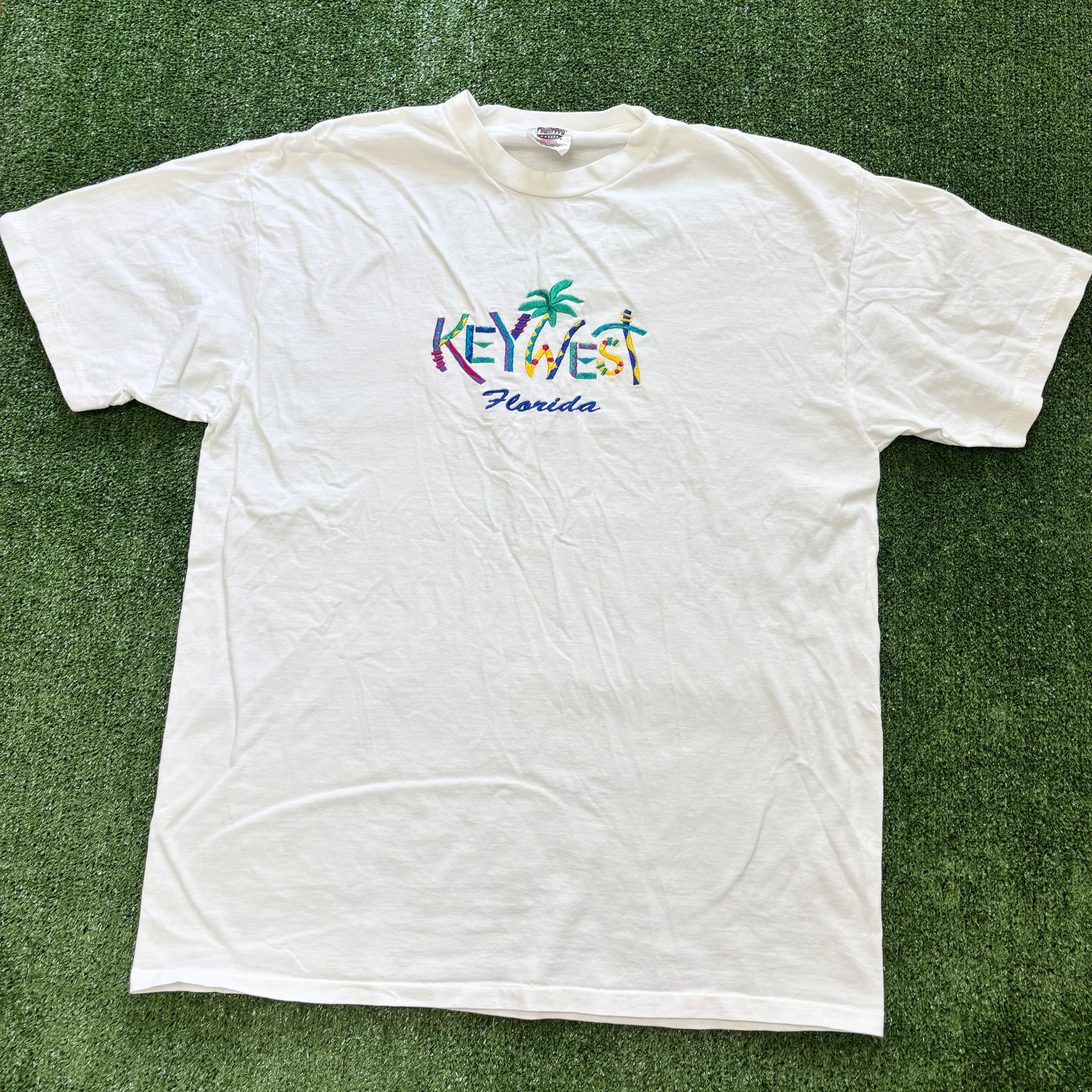 Vintage T Shirt Mens XL White Single Stitch Graphic Print 90s USA Tourist (E)