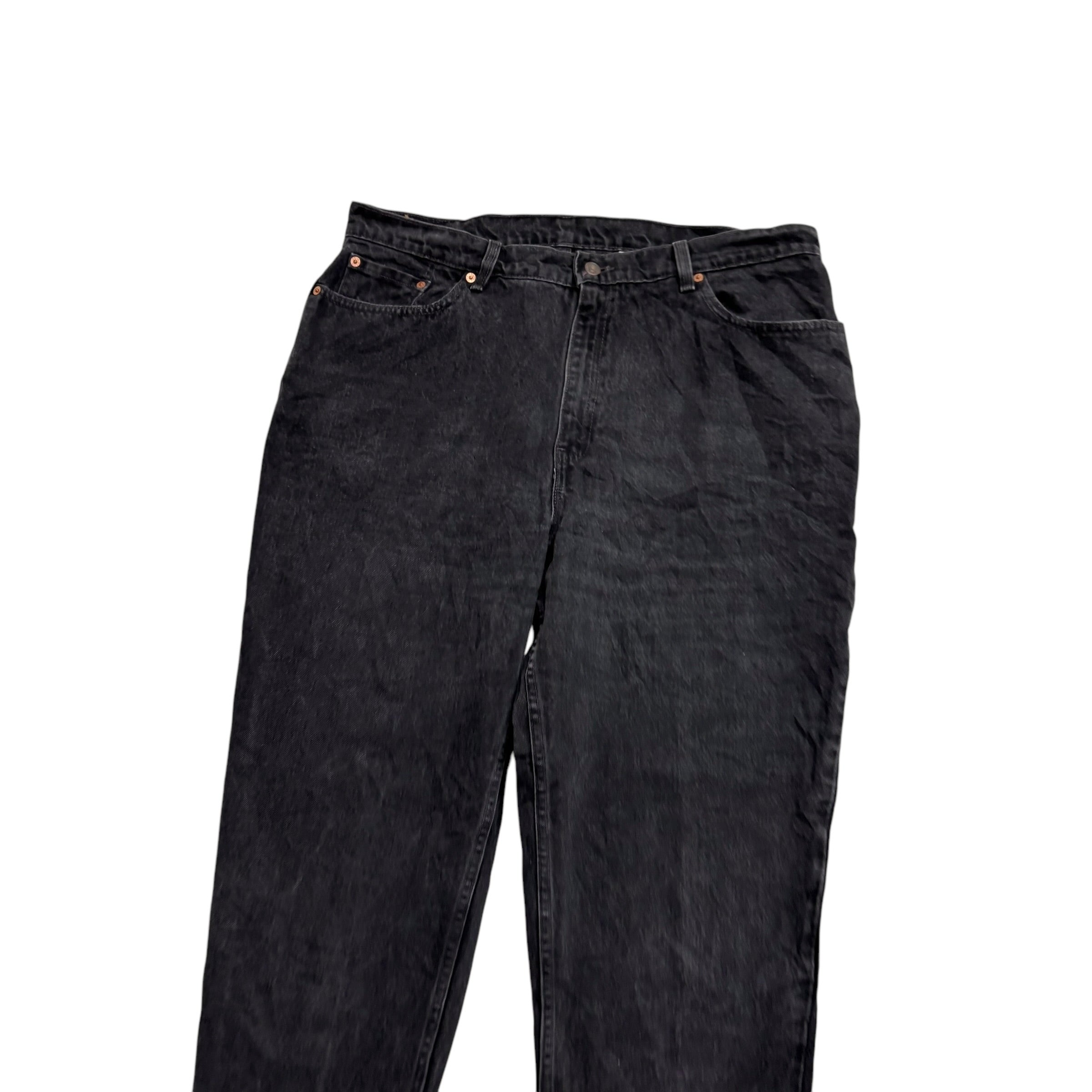 Levis 550 Jeans W38 L29 Womens Black Relaxed Taper Made In USA Vintage Denim