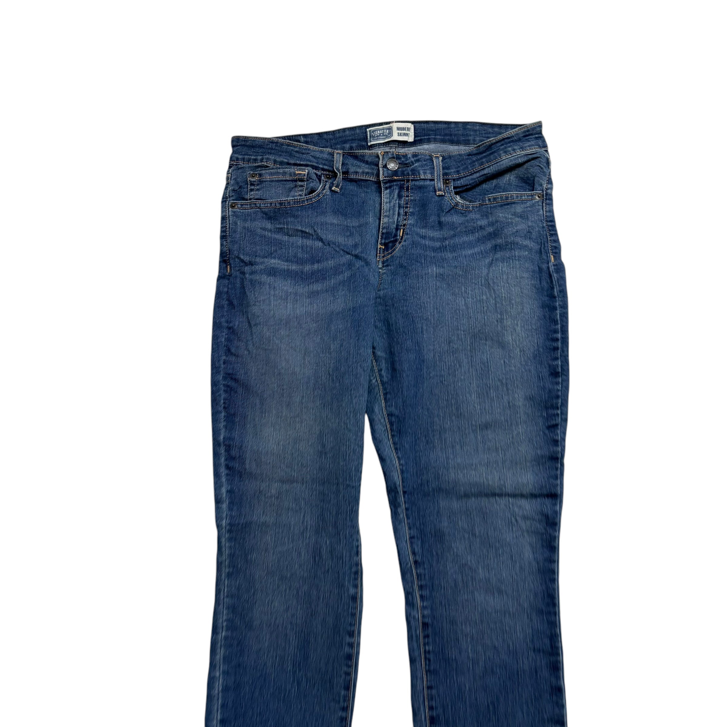 Levis Signature Jeans W34 L34 Womens Skinny Fit Mid Blue Stretch Denim (E)