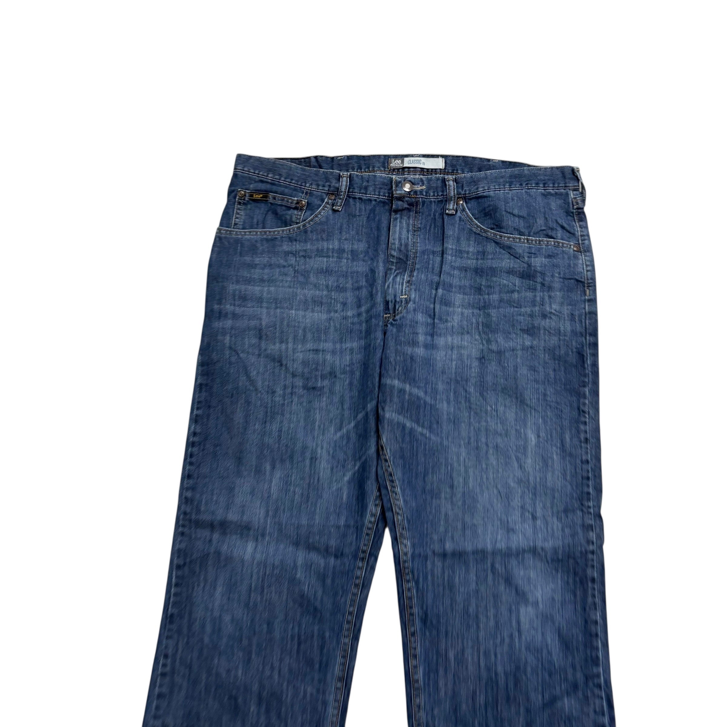 Lee Jeans W40 L30 Mens Dark Blue Regular Straight Classic Fit Vintage Denim (E)