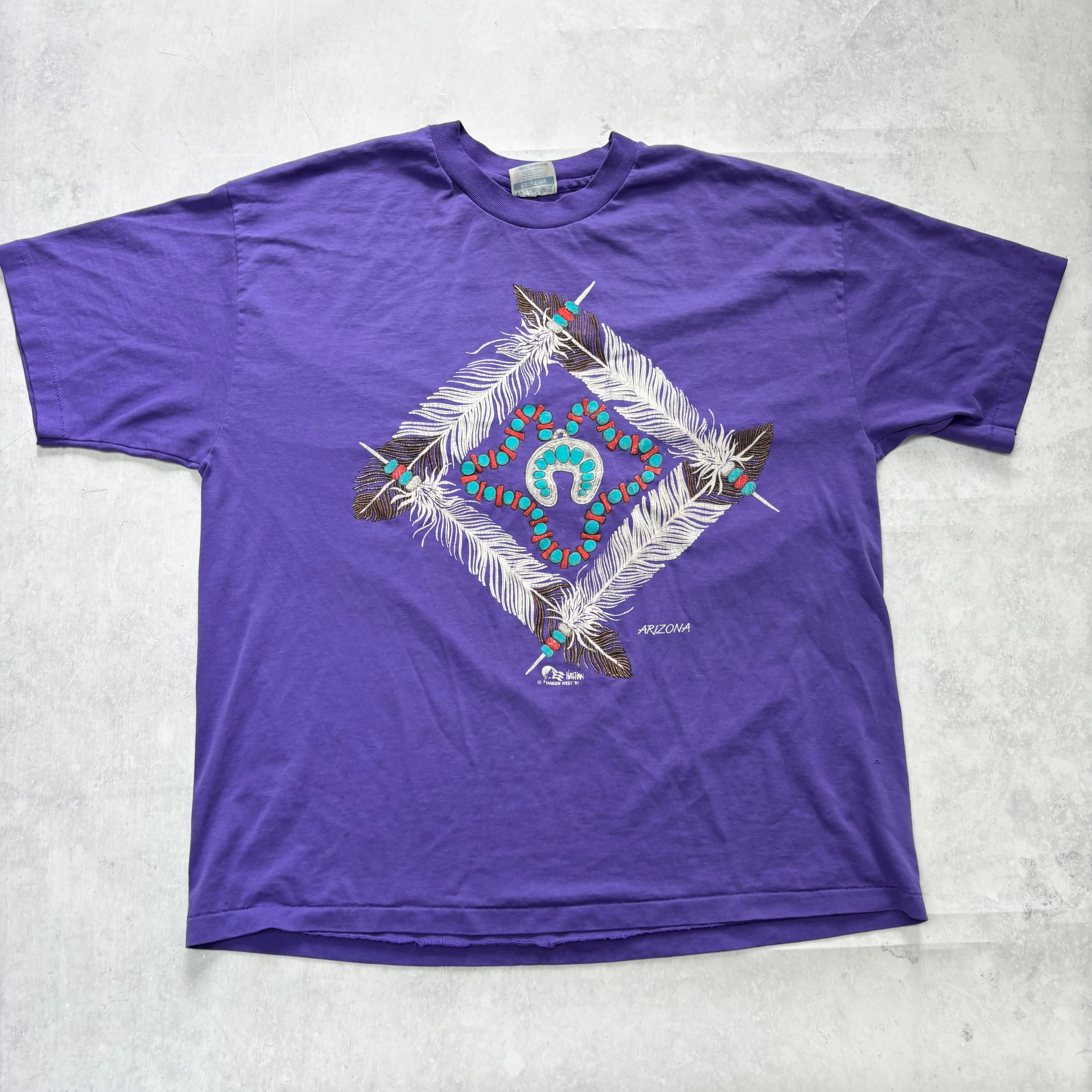 Vintage T Shirt Mens Large Purple Single Stitch Graphic Print 90s USA (E)