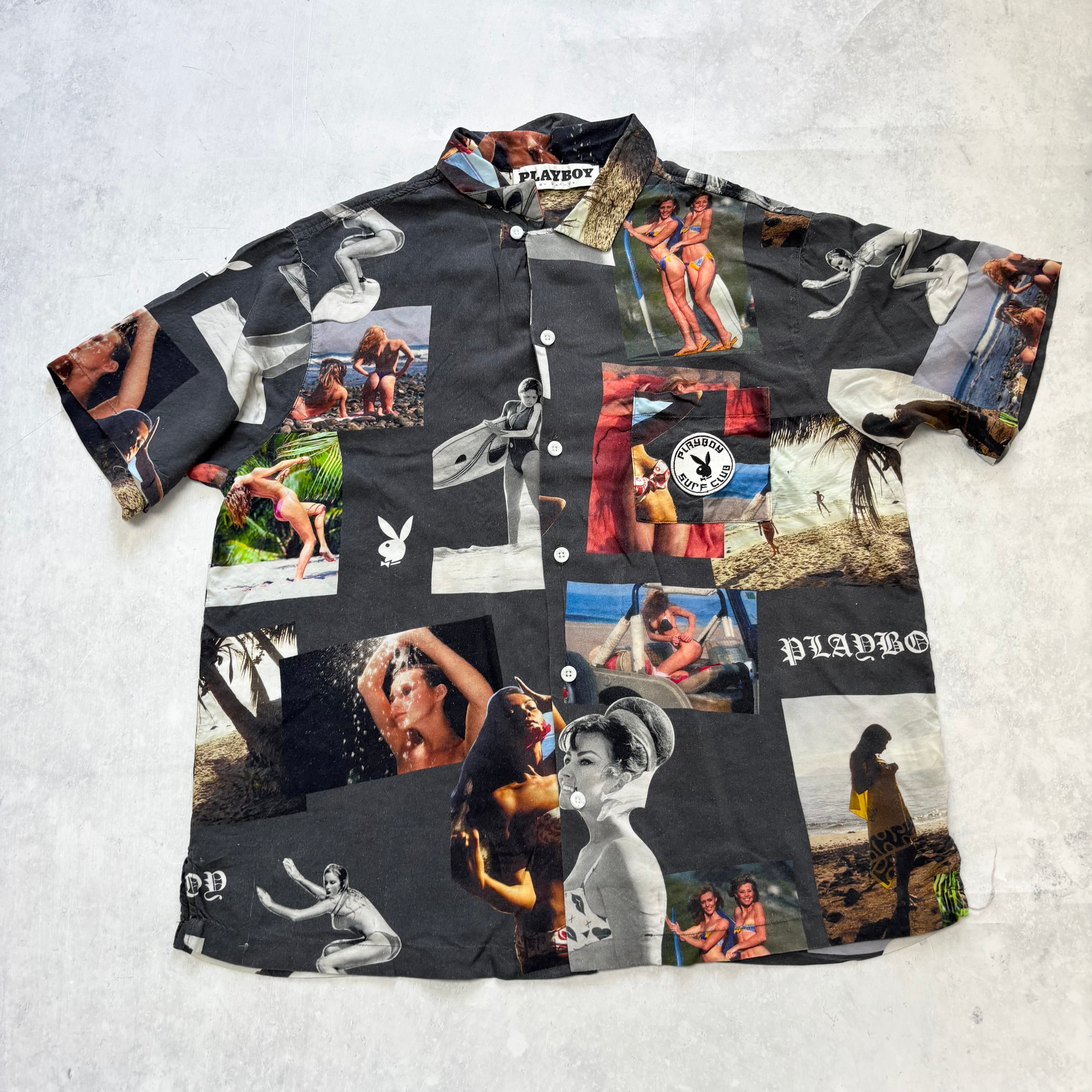 Pacsun Playboy Shirt Mens Medium Short Sleeve Cotton Rayon
