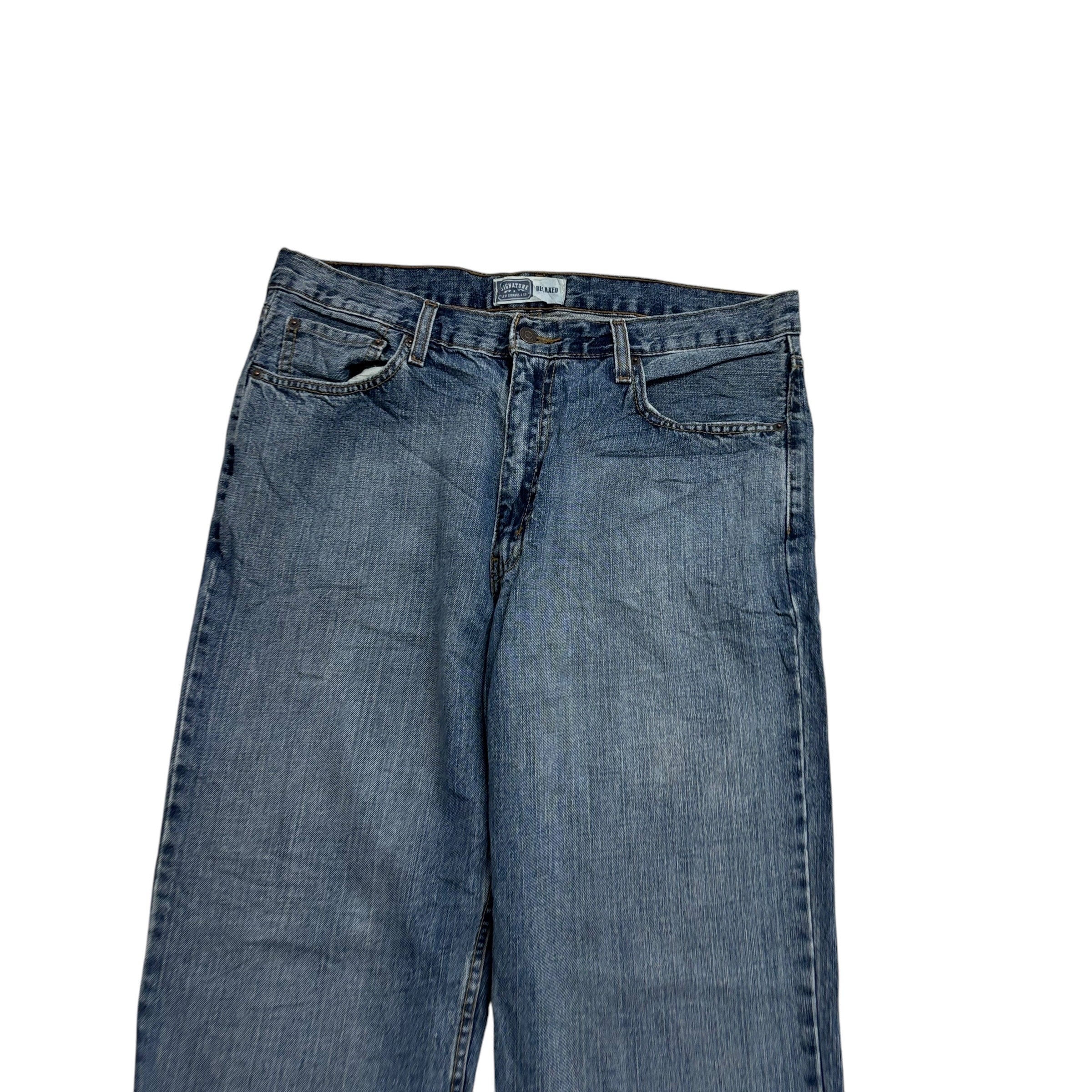 Levis Signature Jeans W36 L30 Mens Mid Blue Relaxed Straight Fit Vintage Denim