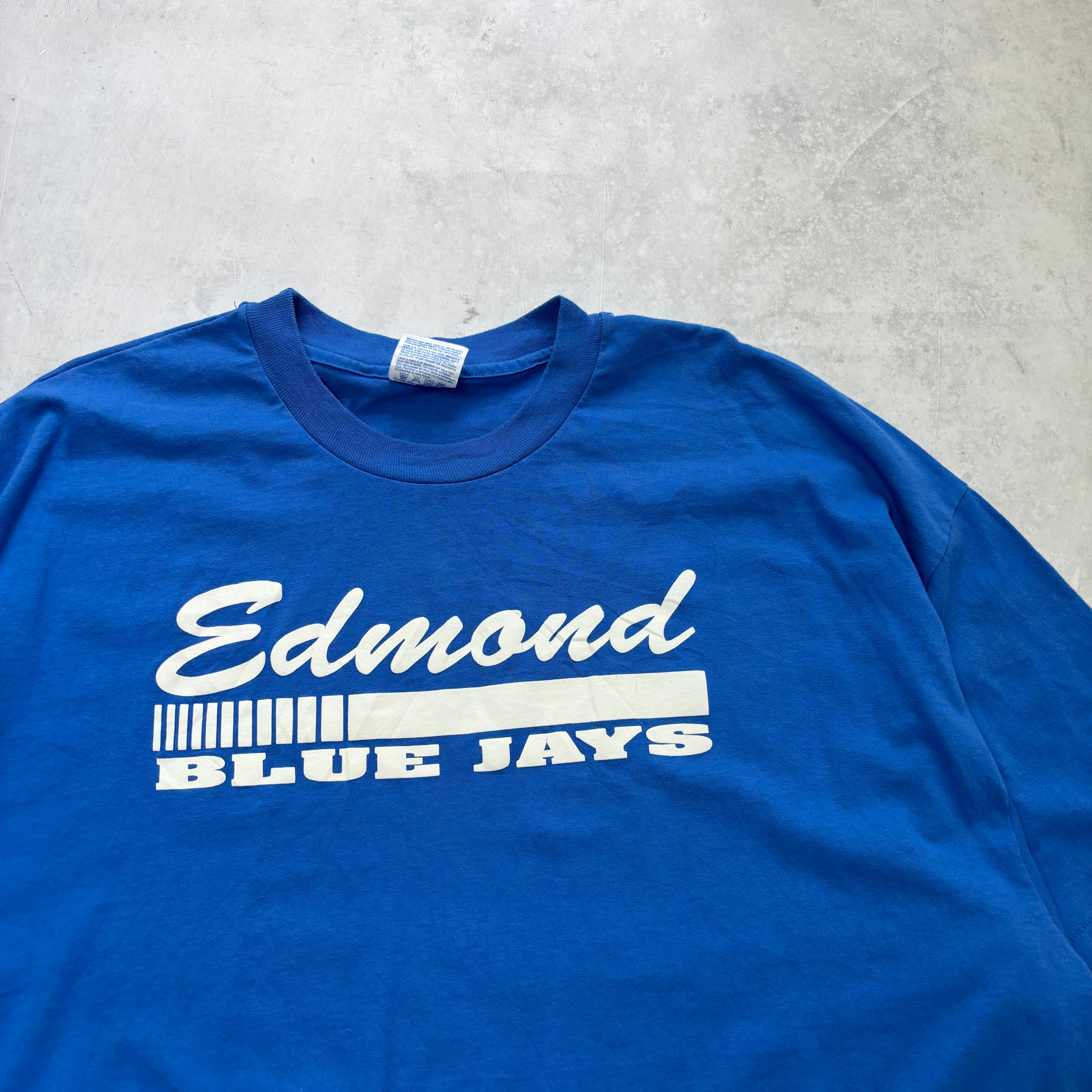 Vintage T Shirt Mens XXL Blue Single Stitch Graphic Print 90s College Baseball