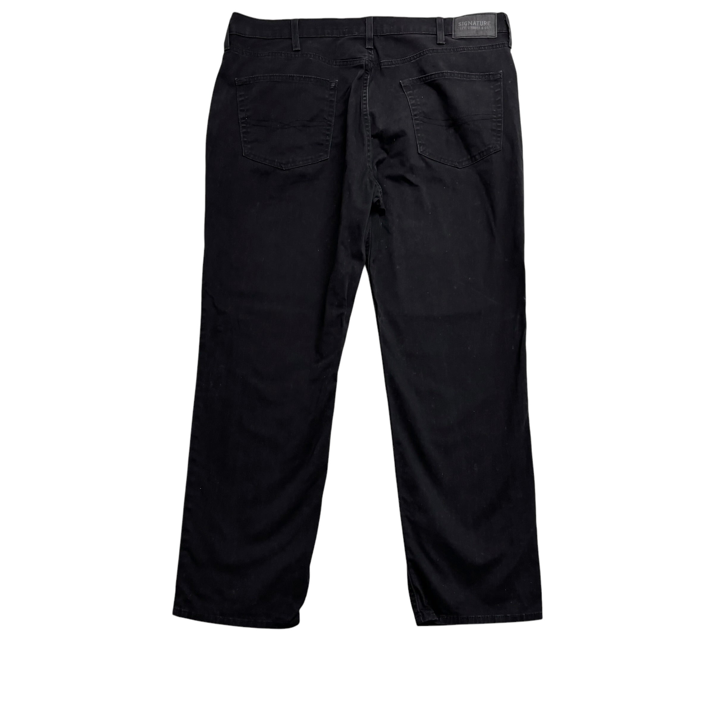 Levis Signature Trousers W38 L30 Mens Black Athletic Fit Stretch Pants (E)
