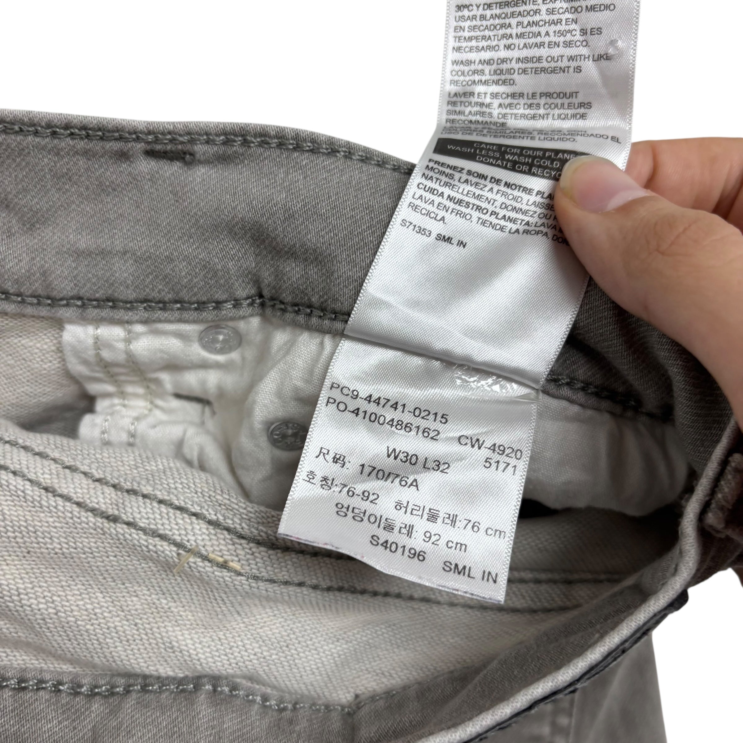 Levis Denizen Jeans W30 L32 Mens Grey Slim Fit Stretch Denim