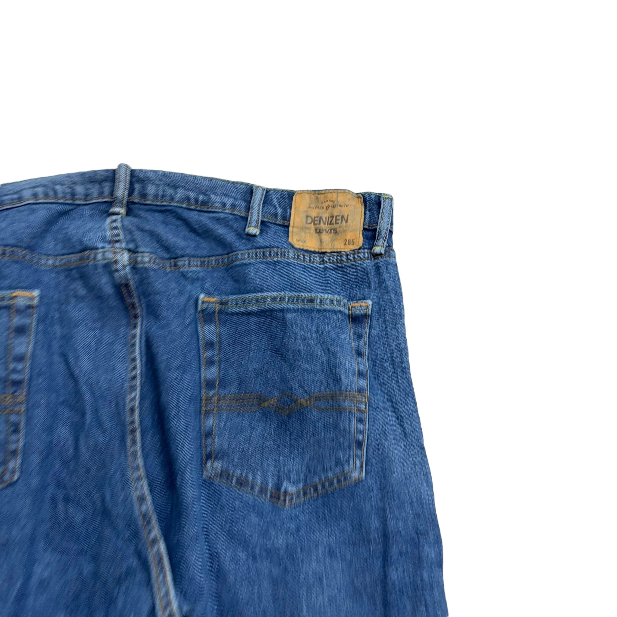 Levis Denizen Jeans W42 L32 Mens Mid Blue Relaxed Straight Stretch Denim (E)