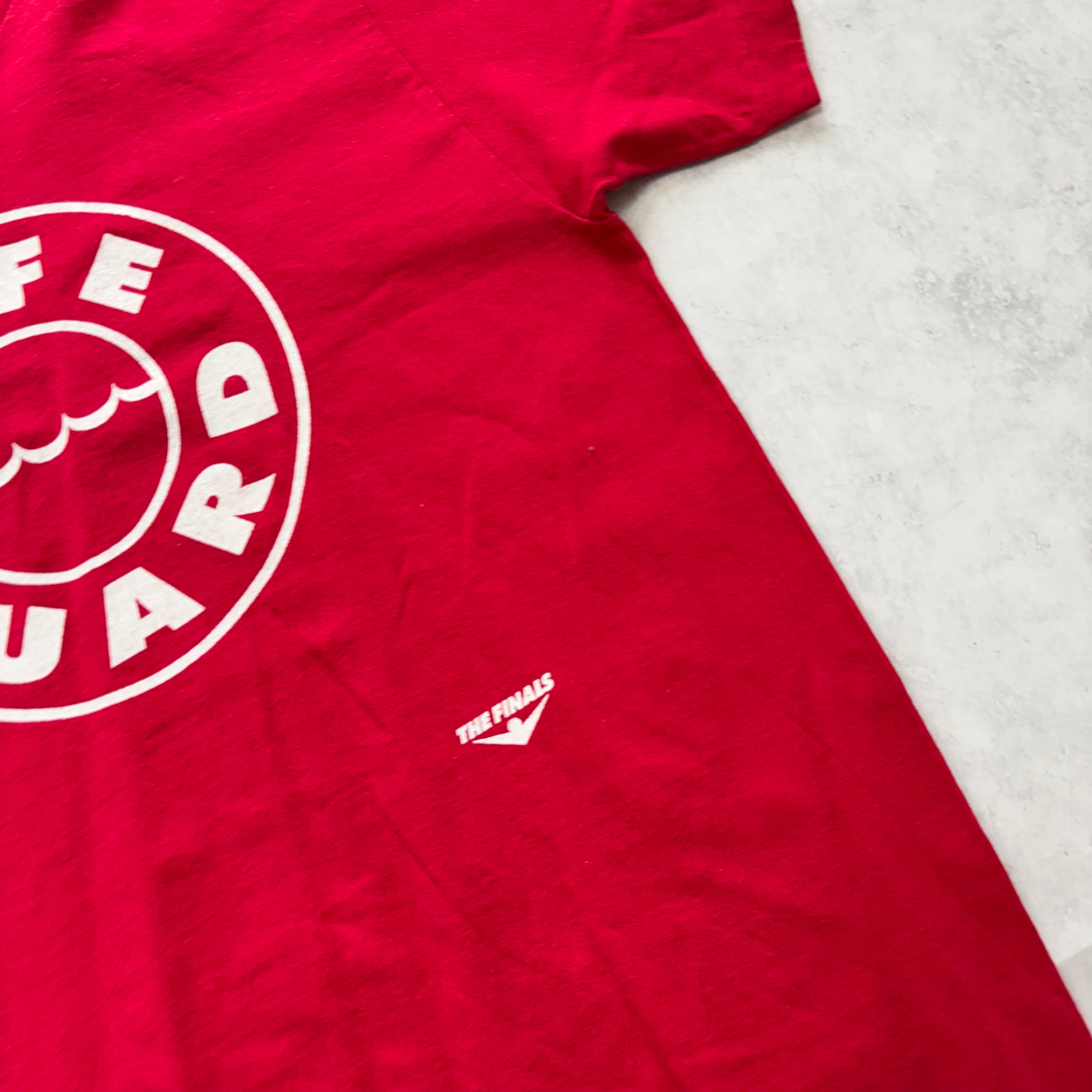 Vintage T Shirt Mens Small Red Single Stitch Graphic Print 90s Life Guard