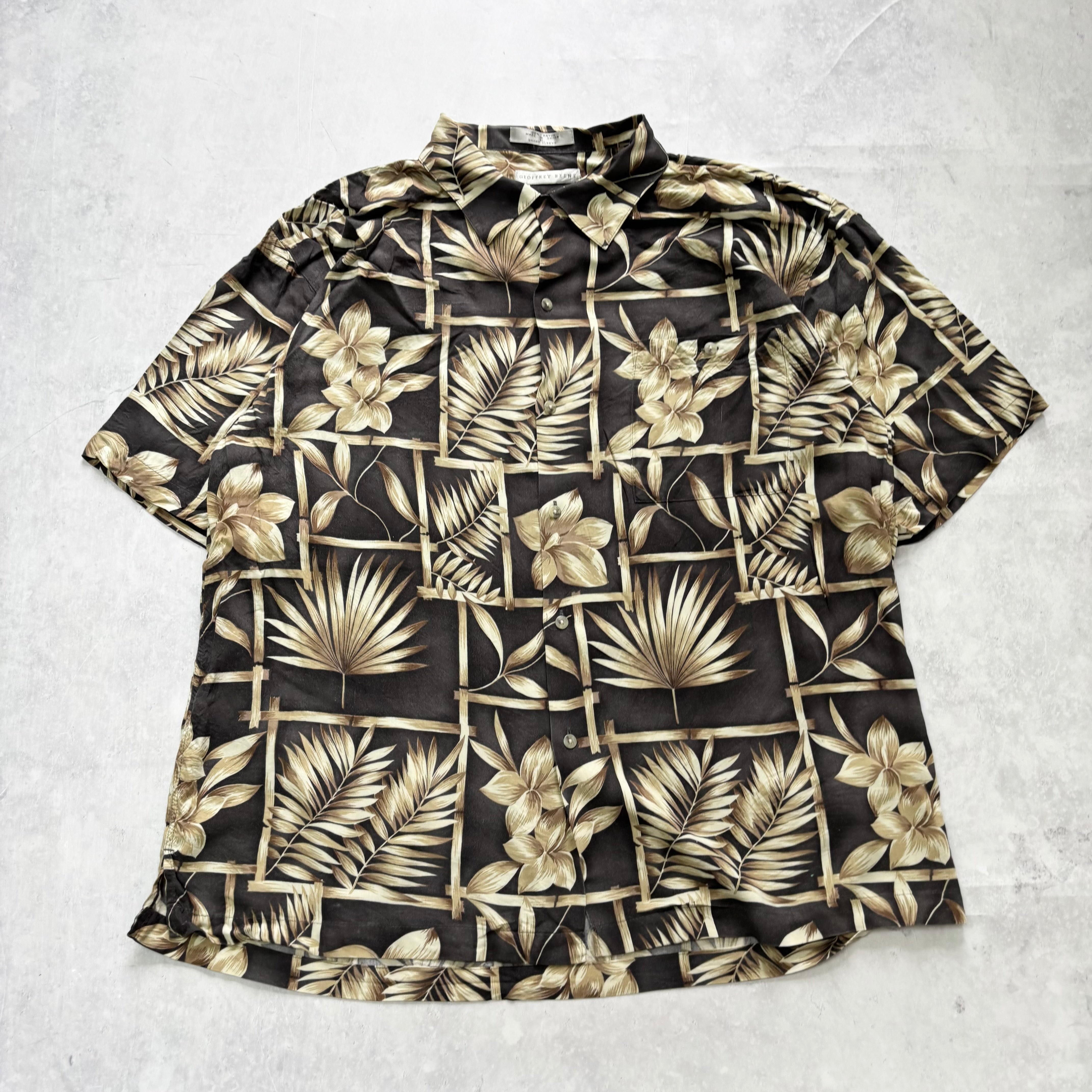 Vintage Hawaiian Shirt Mens XL Black Floral Aloha Short Sleeve Rayon